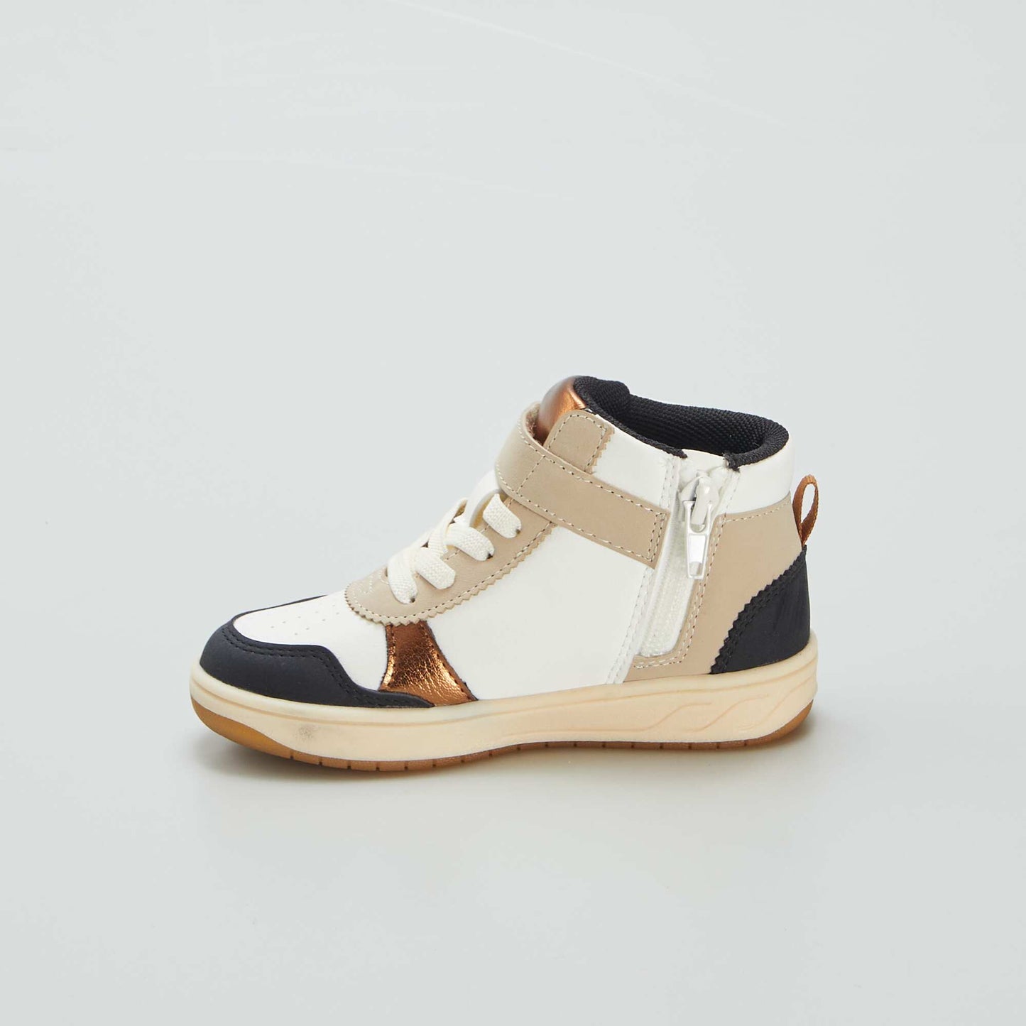 Baskets montantes scratchs et lacets Blanc