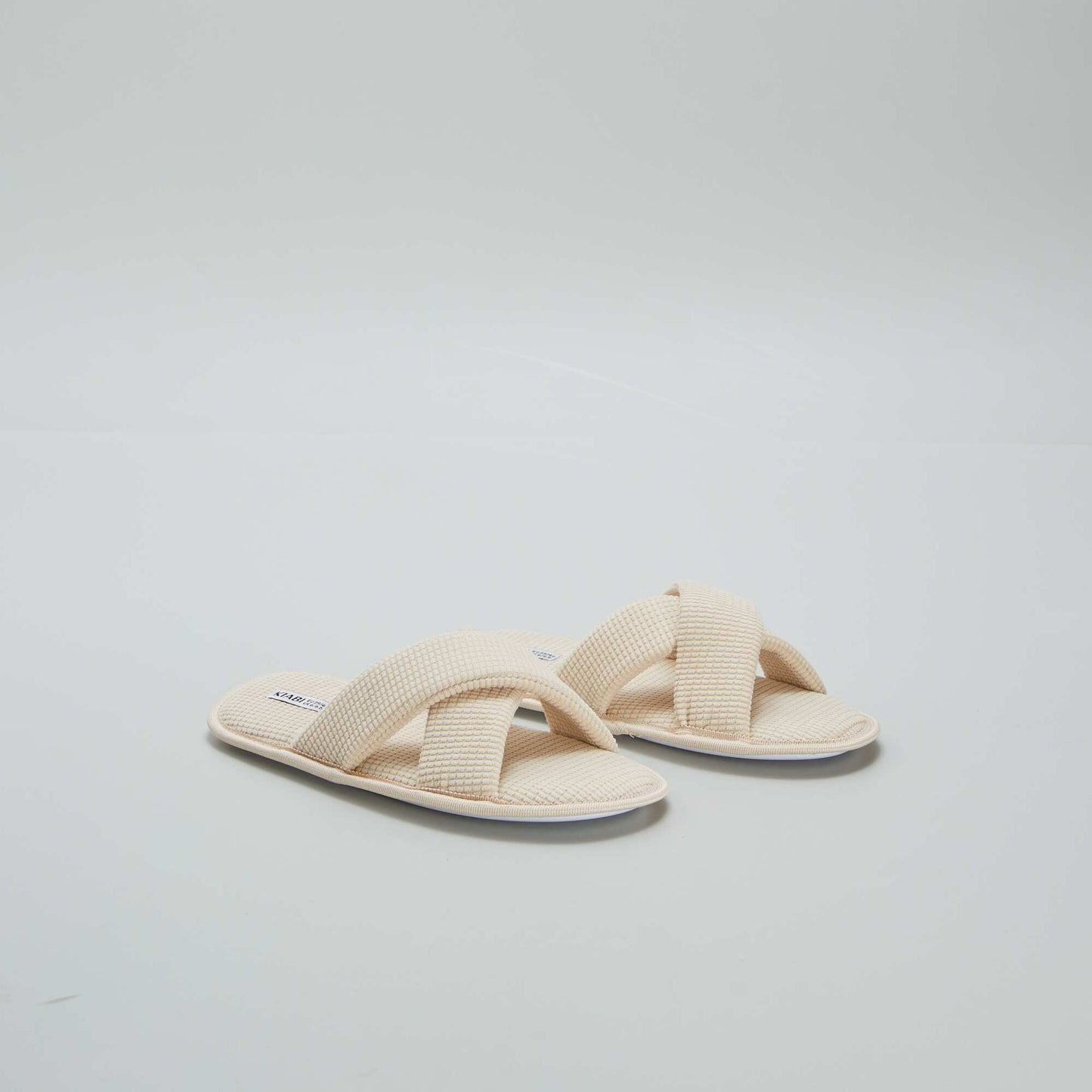 Chaussons mules en gaze de coton Beige
