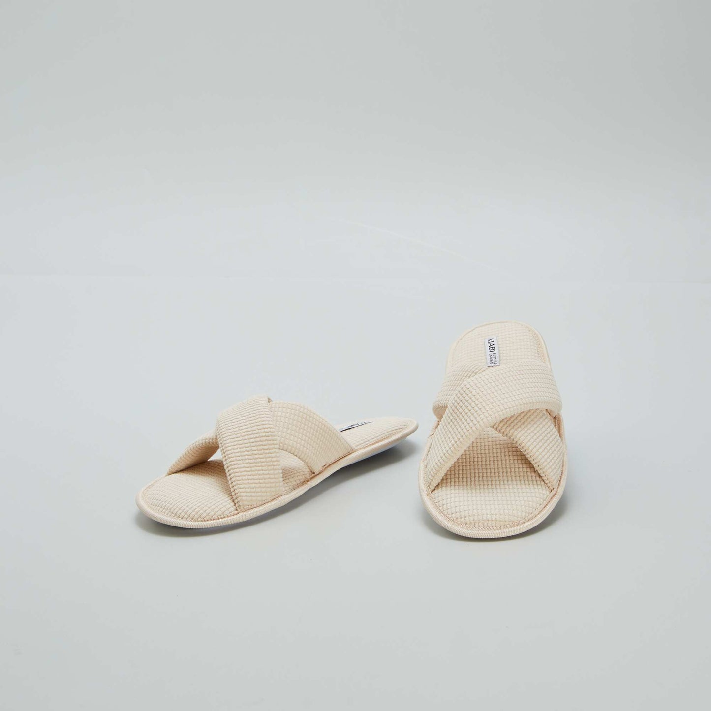 Chaussons mules en gaze de coton Beige