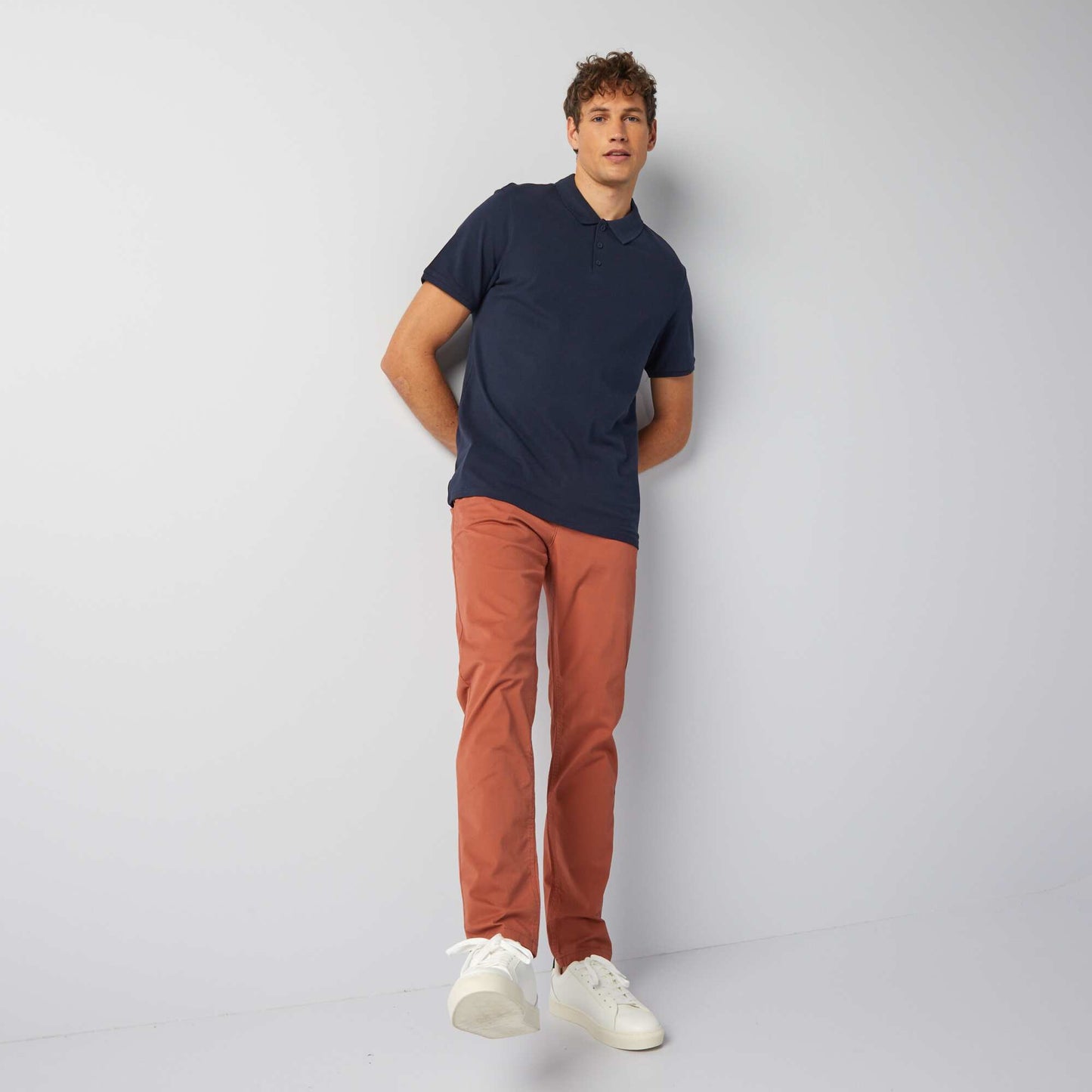 Polo en piqu de coton Marine