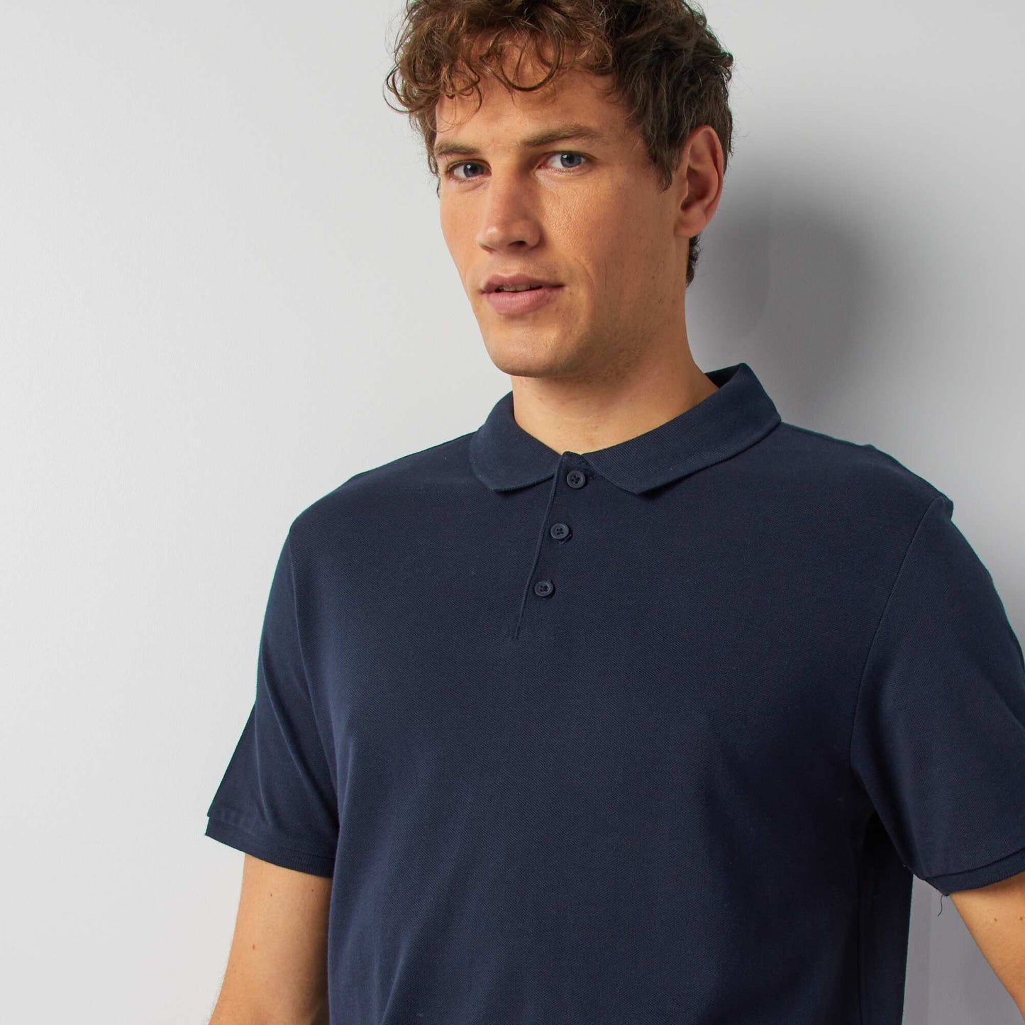 Polo en piqu de coton Marine