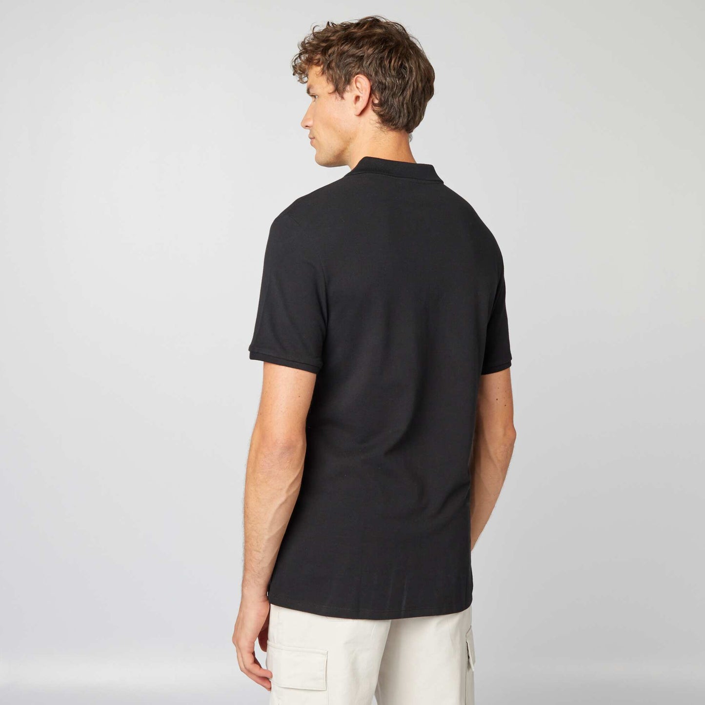Polo en piqu de coton noir