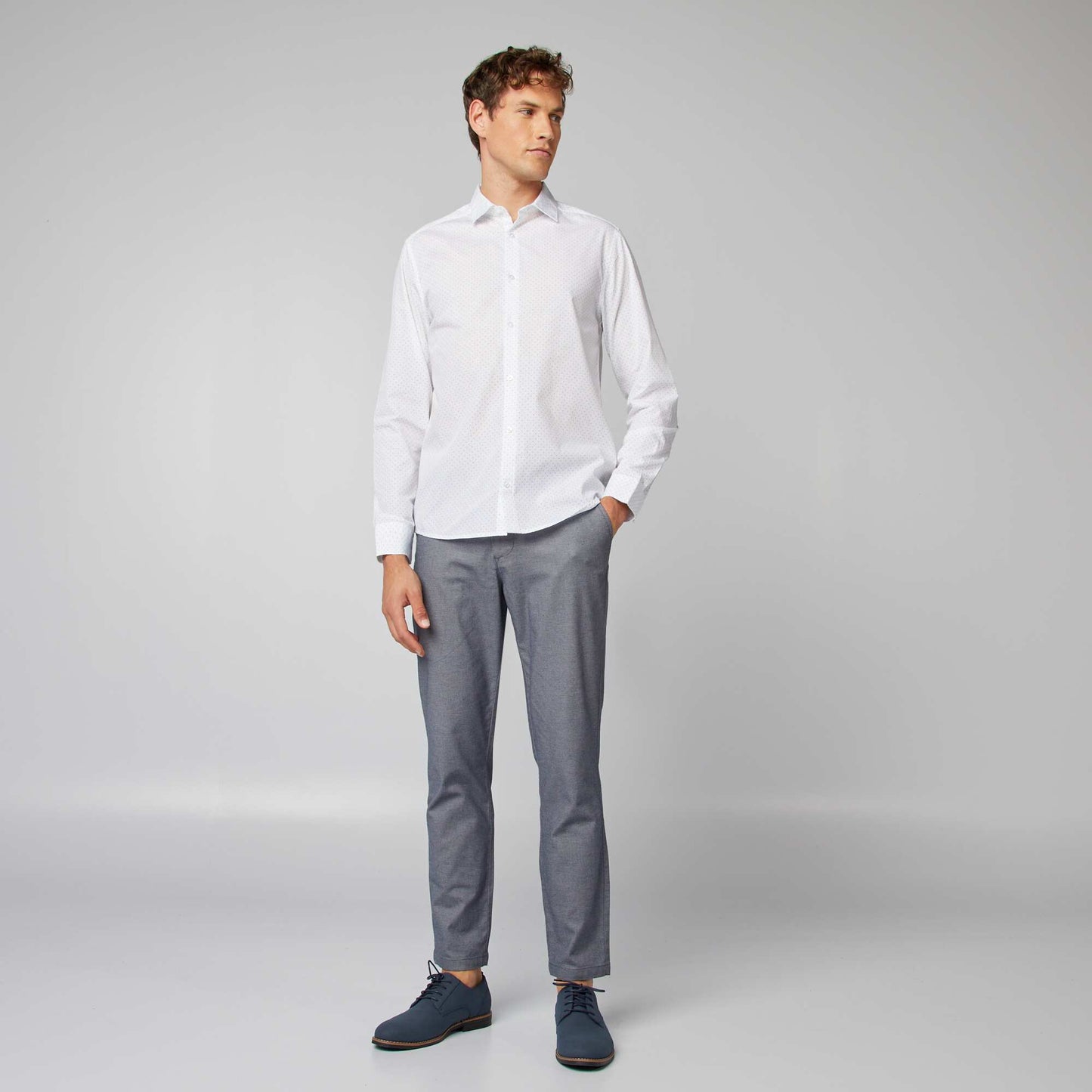 Chemise droite/regular pois Blanc pois
