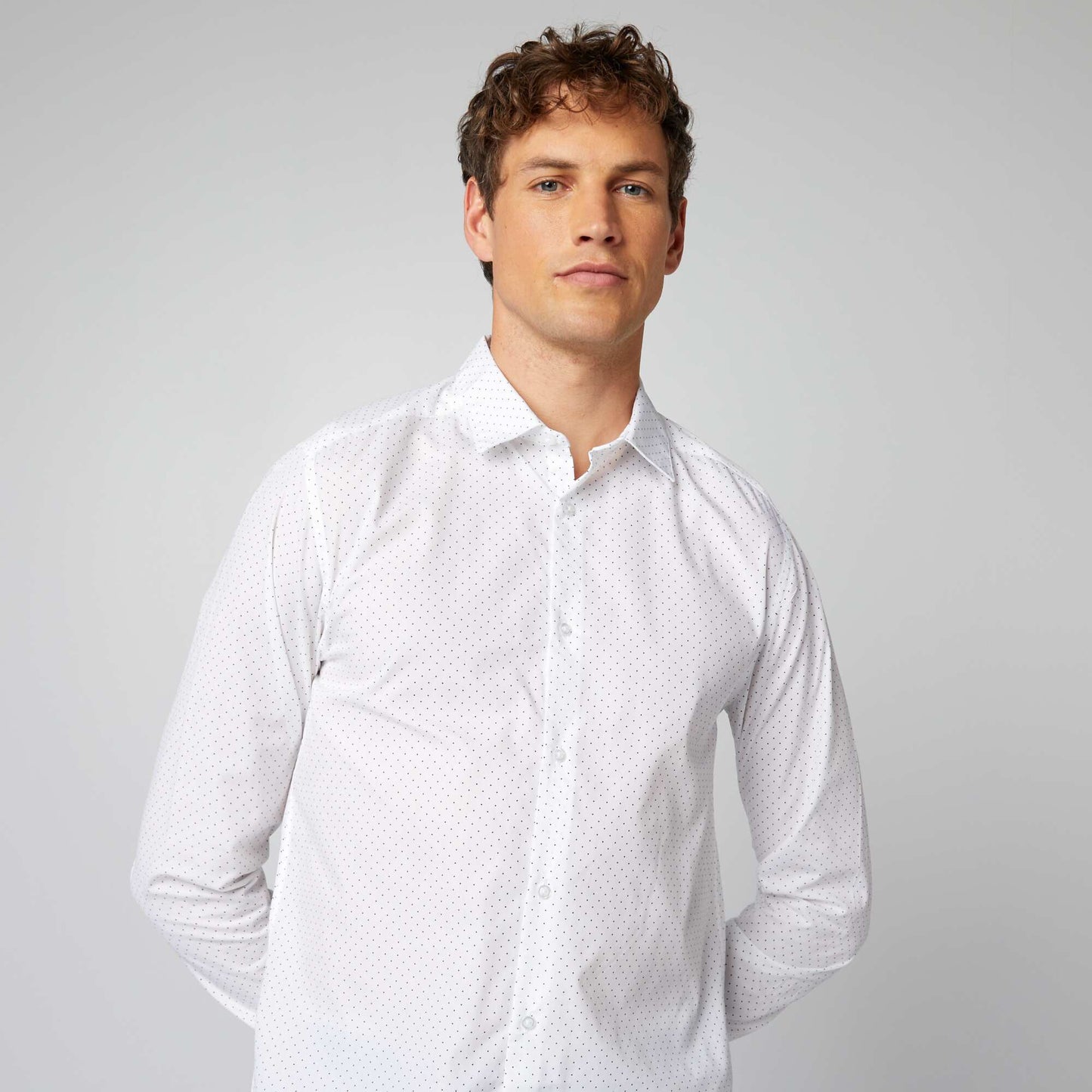 Chemise droite/regular pois Blanc pois