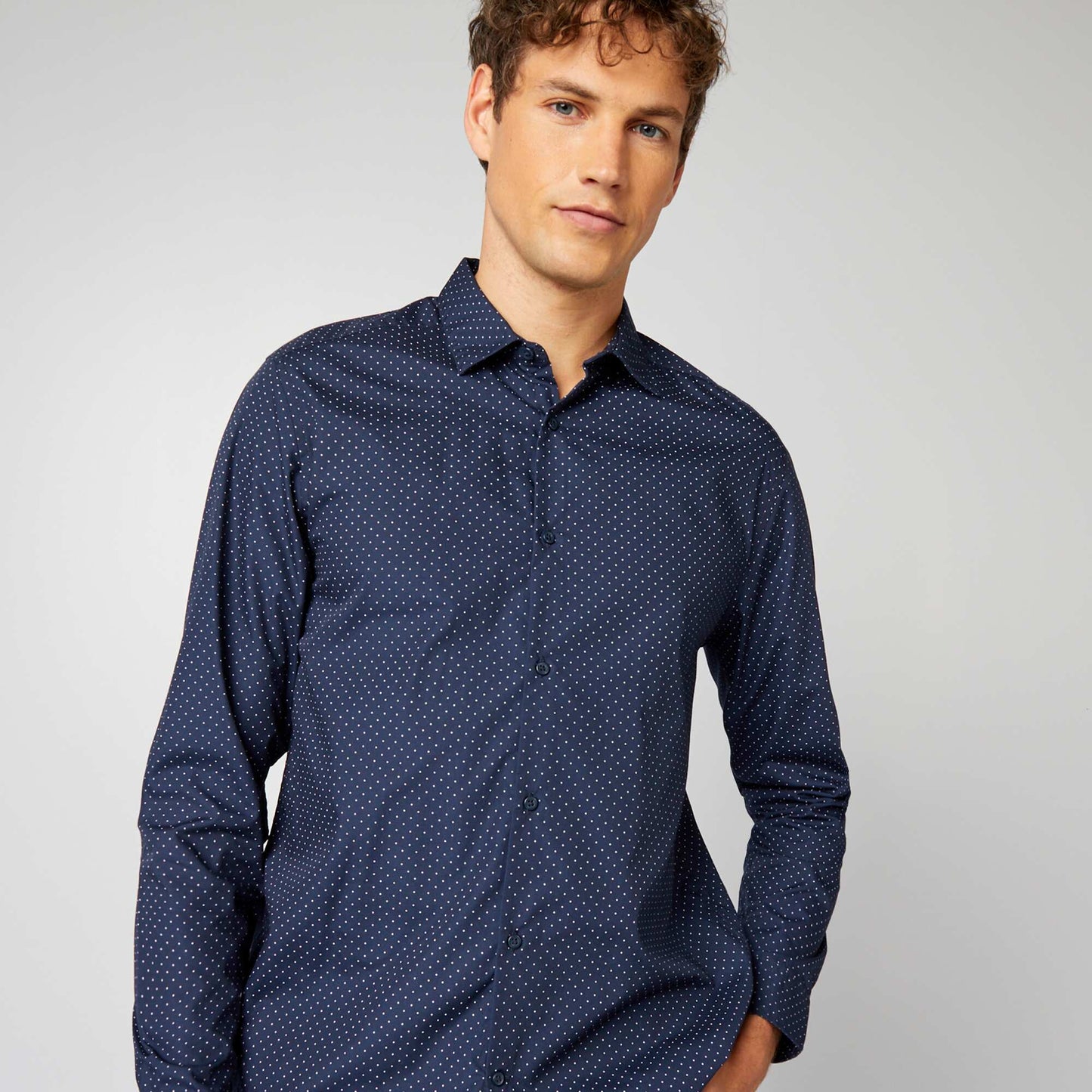 Chemise droite/regular pois Bleu
