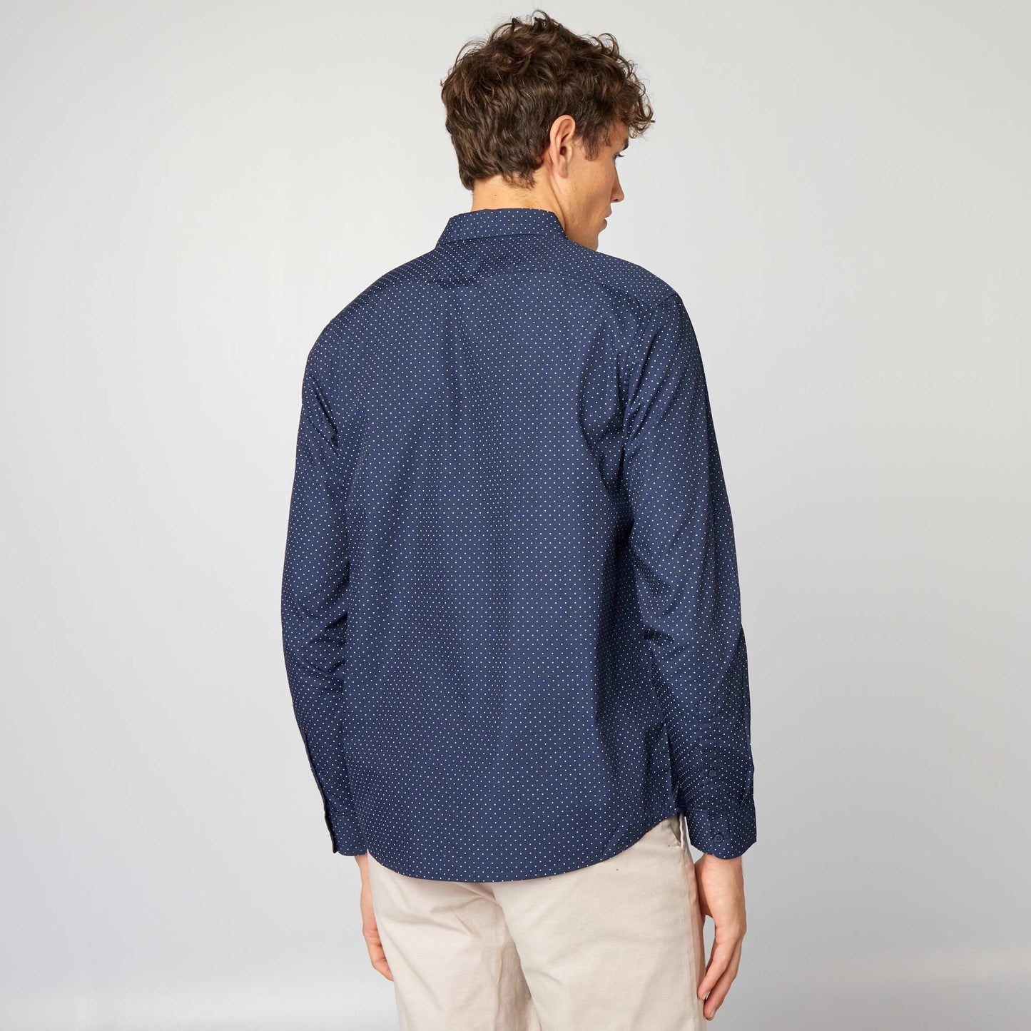 Chemise droite/regular pois Bleu