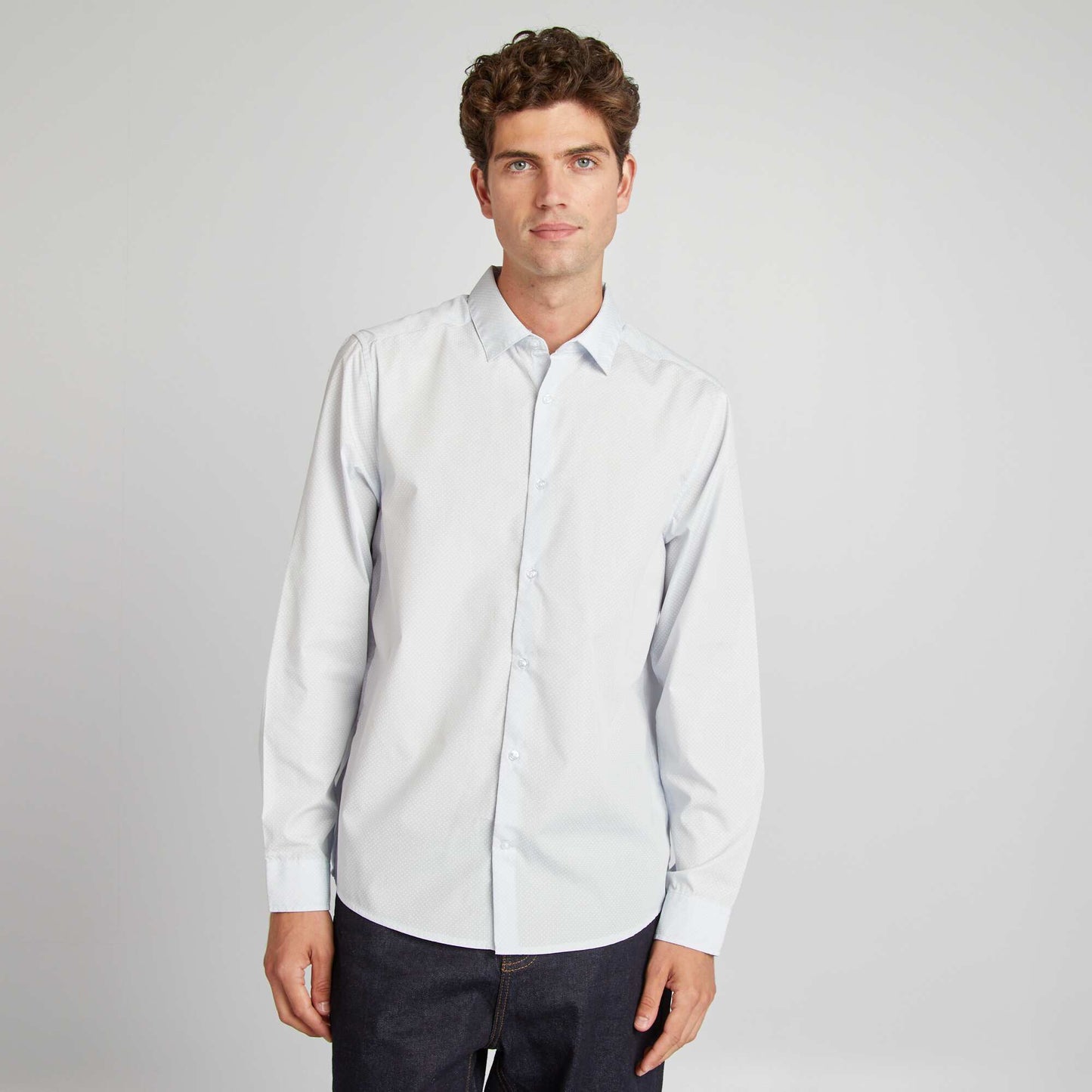 Chemise droite/regular pois Bleu clair