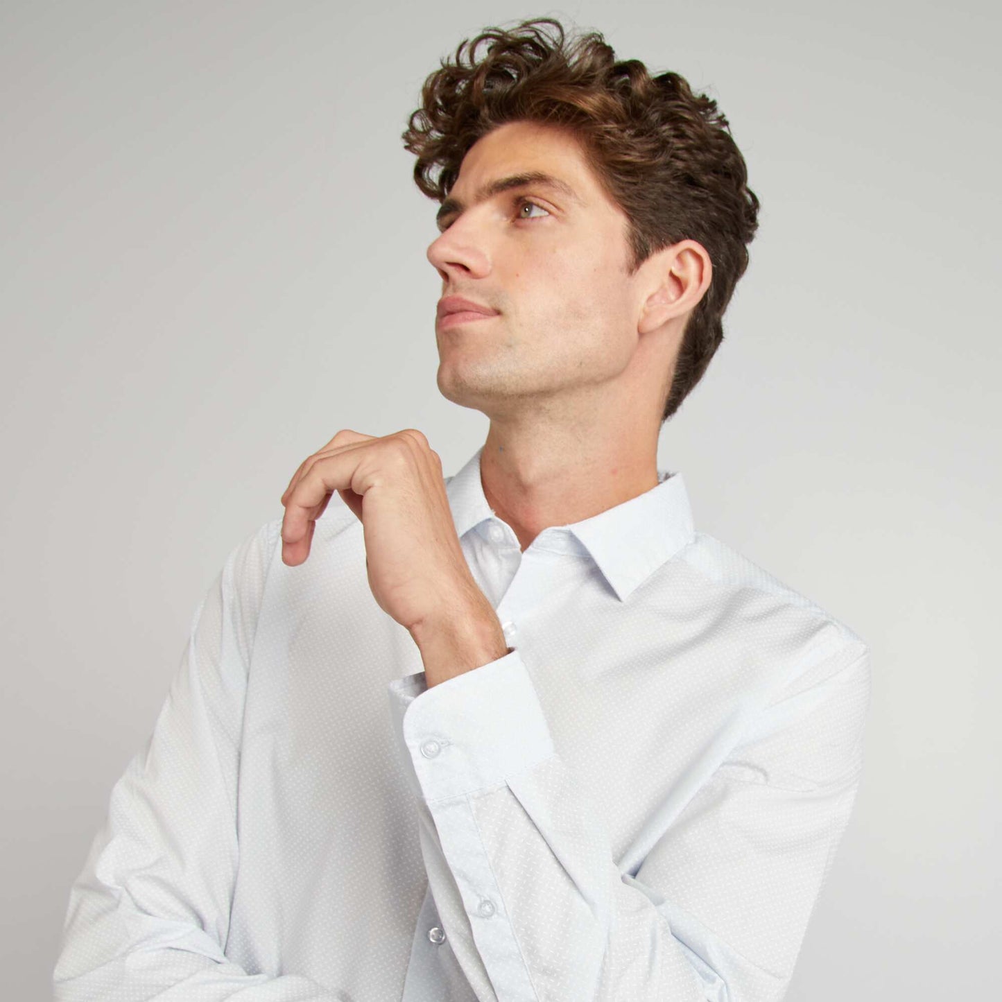 Chemise droite/regular pois Bleu clair