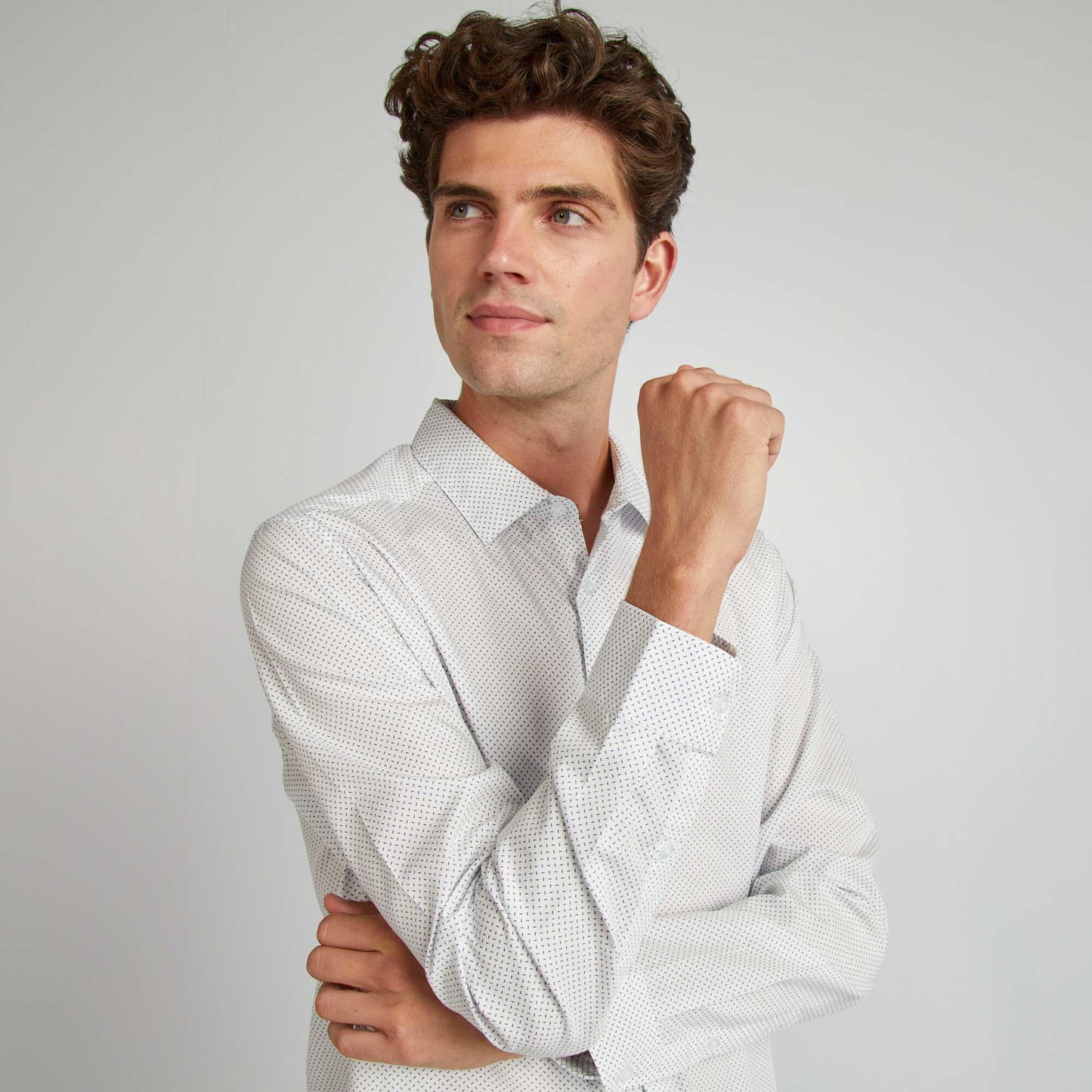 Chemise droite/regular pois Blanc
