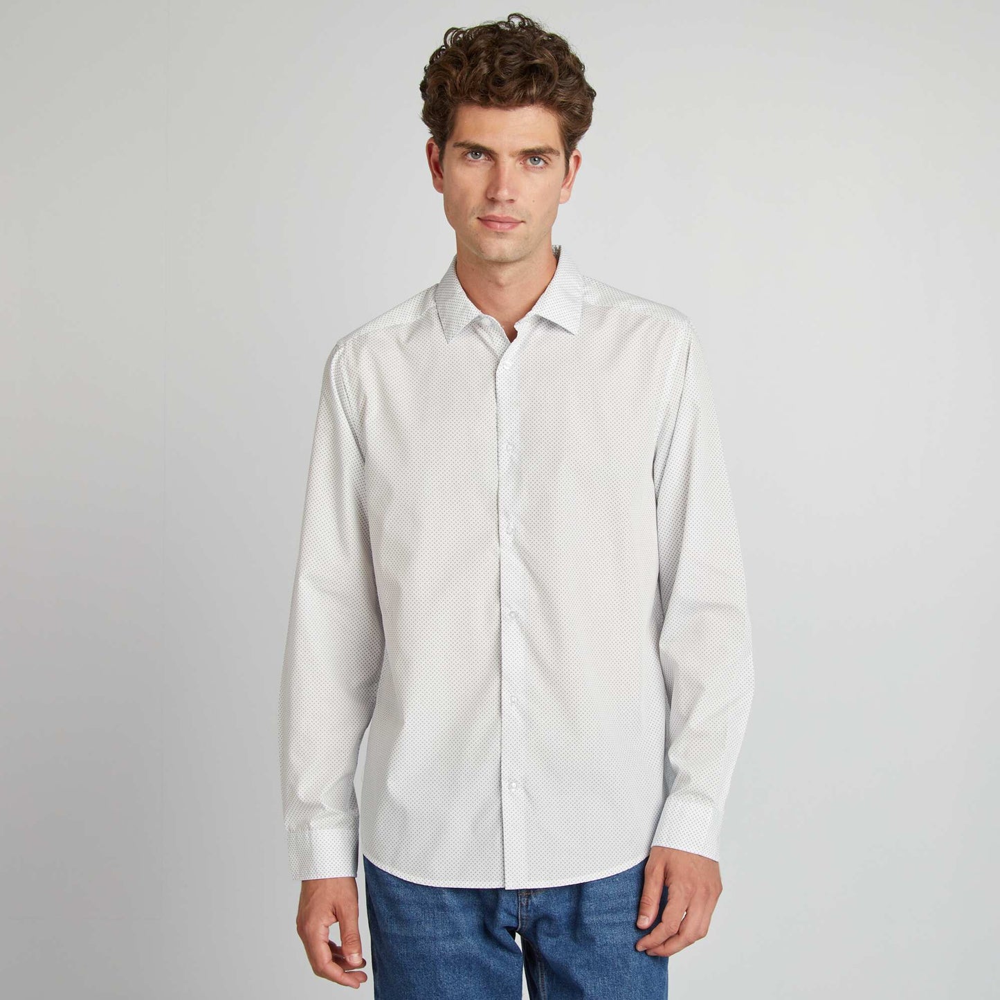 Chemise droite/regular pois Blanc