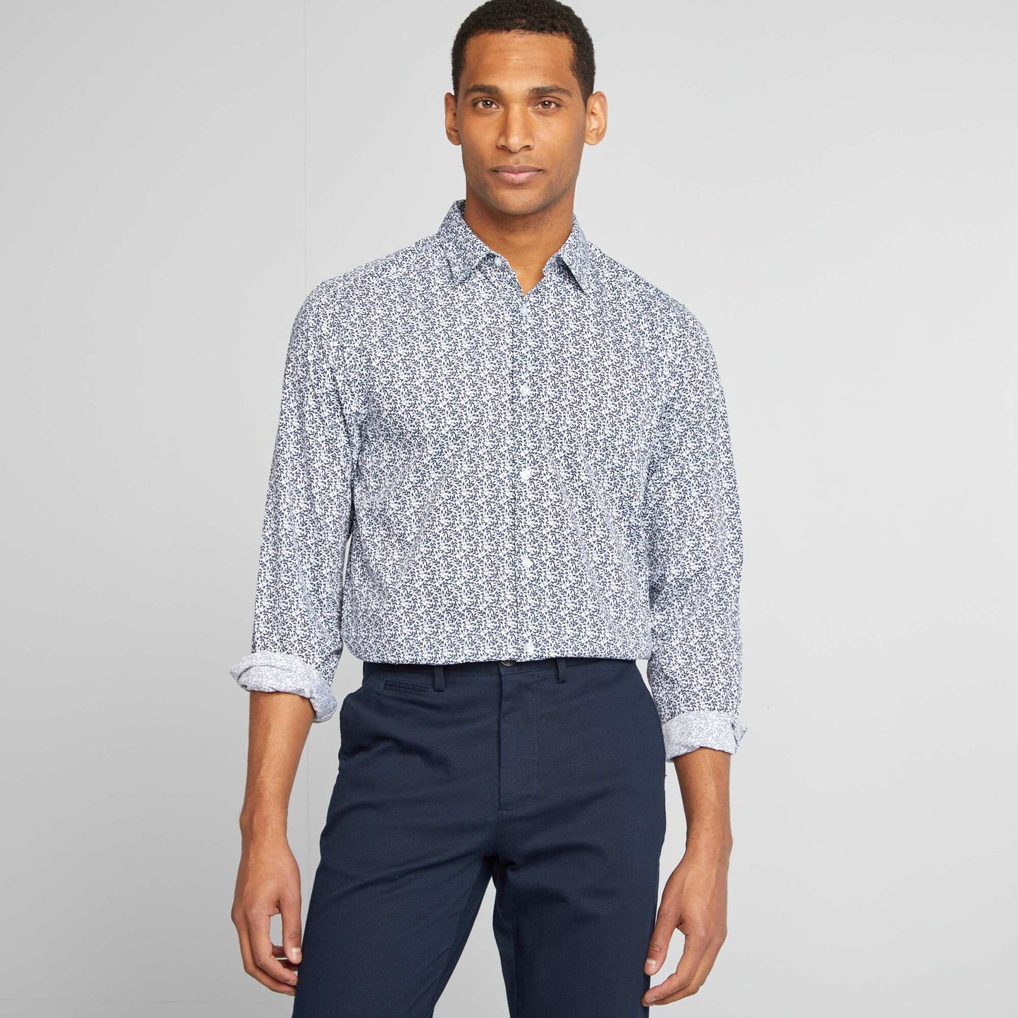 Chemise droite/regular à pois BLANC