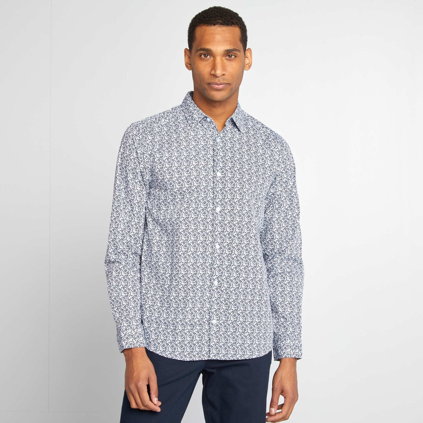 Chemise droite/regular à pois BLANC