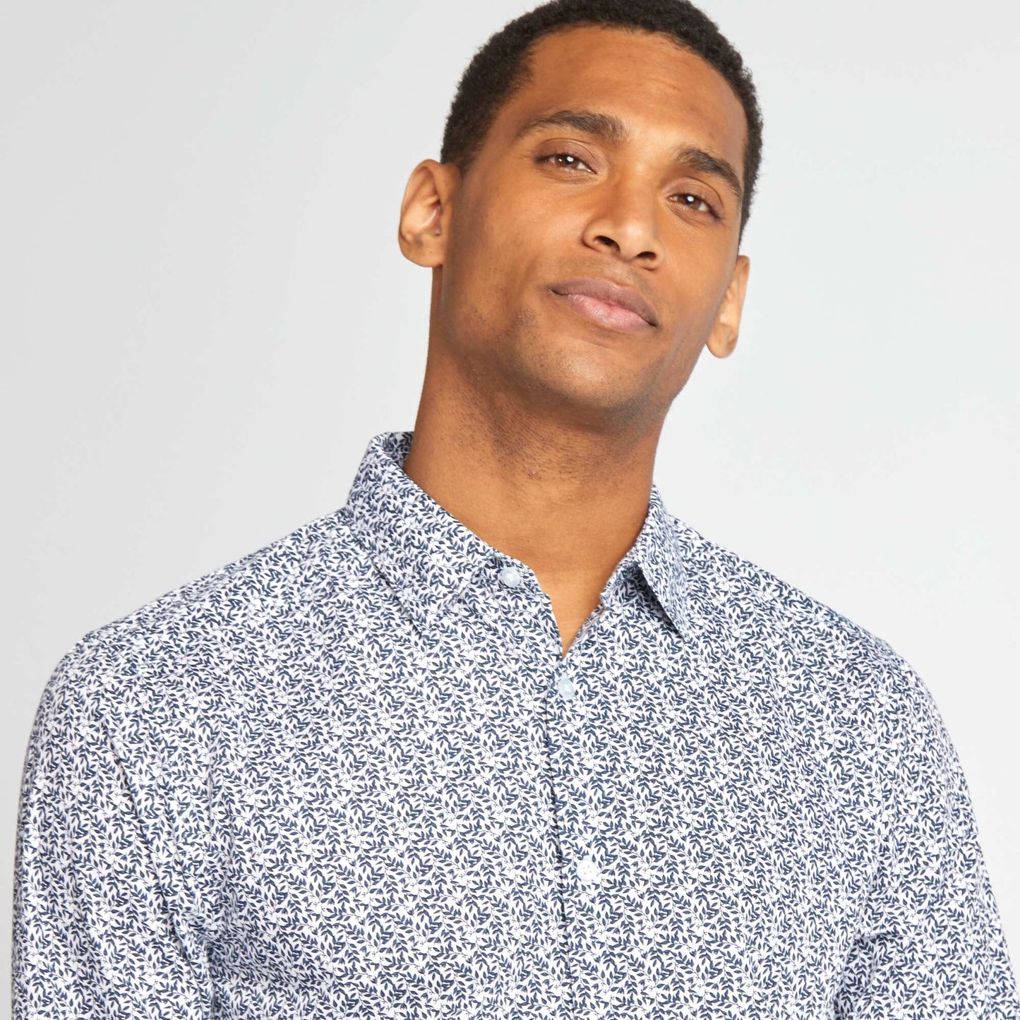 Chemise droite/regular à pois BLANC