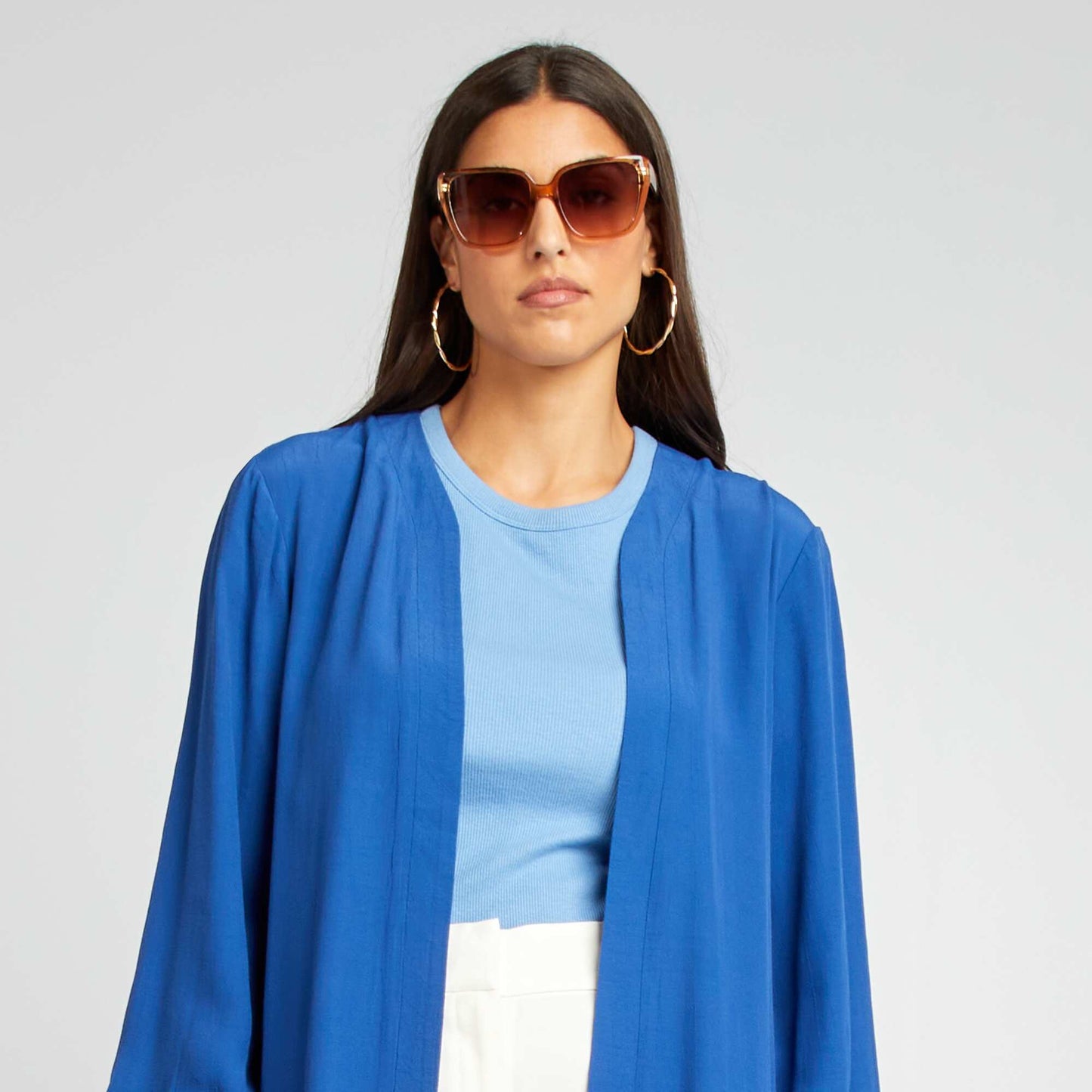 Kimono long ouvert imprim Bleu
