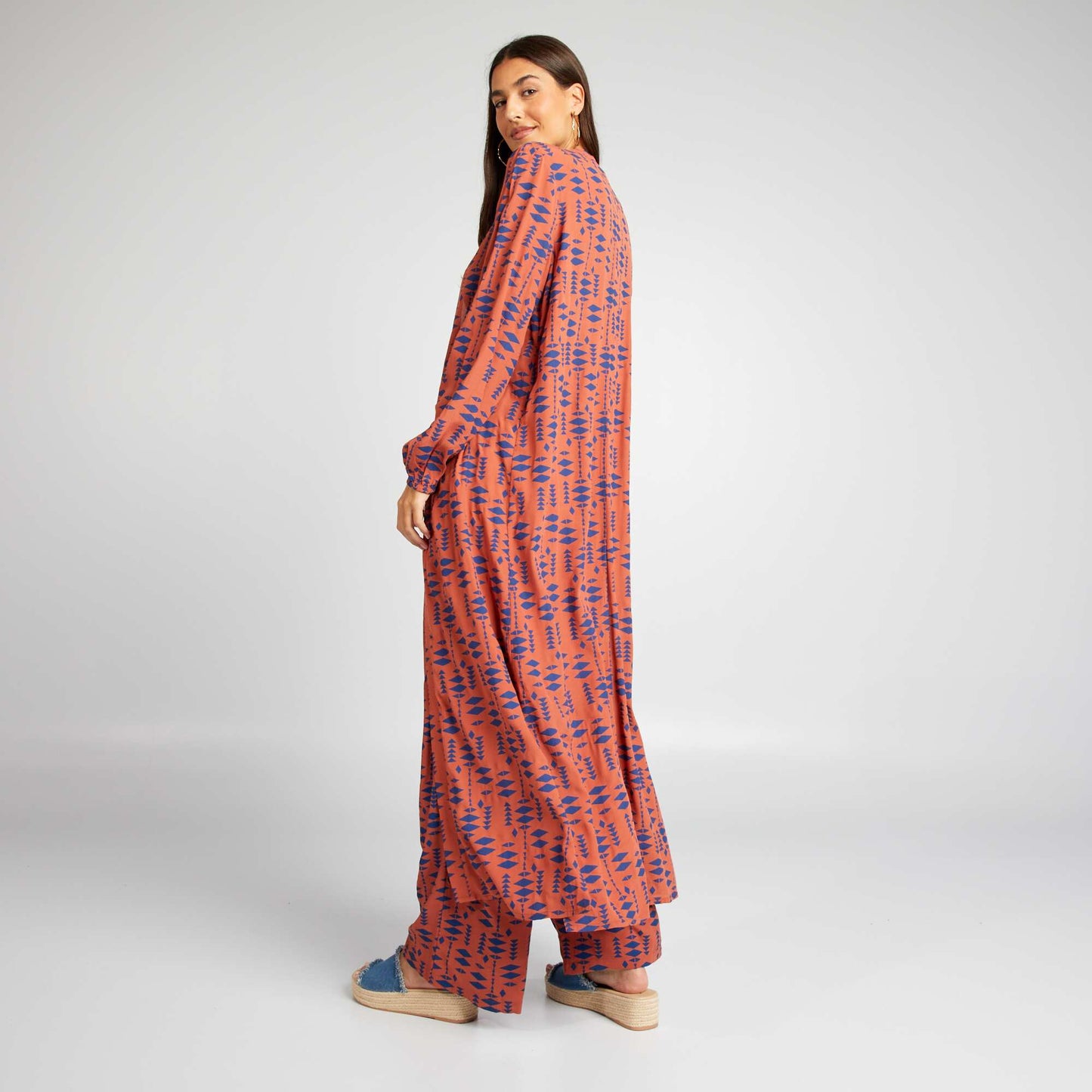 Kimono long ouvert imprim Marron