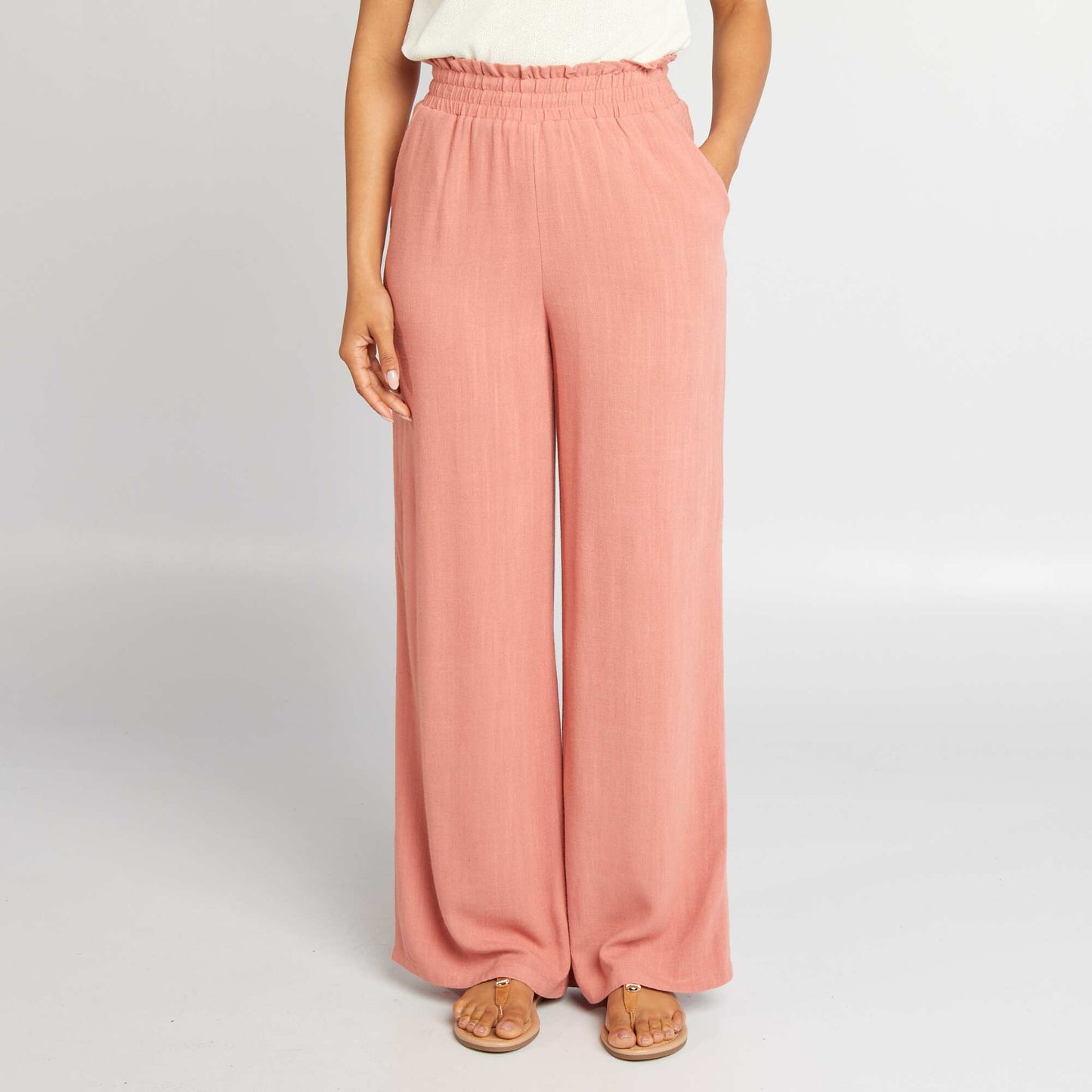 Pantalon large en lin m lang Rose