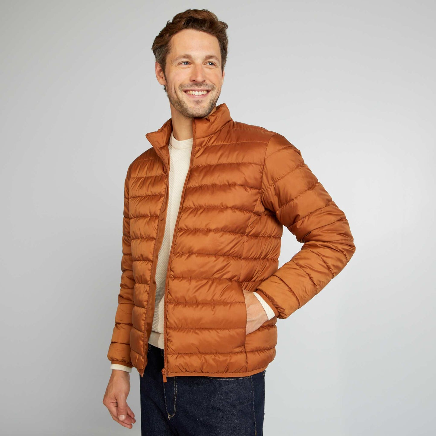 Doudoune l g re matelass e Orange/camel