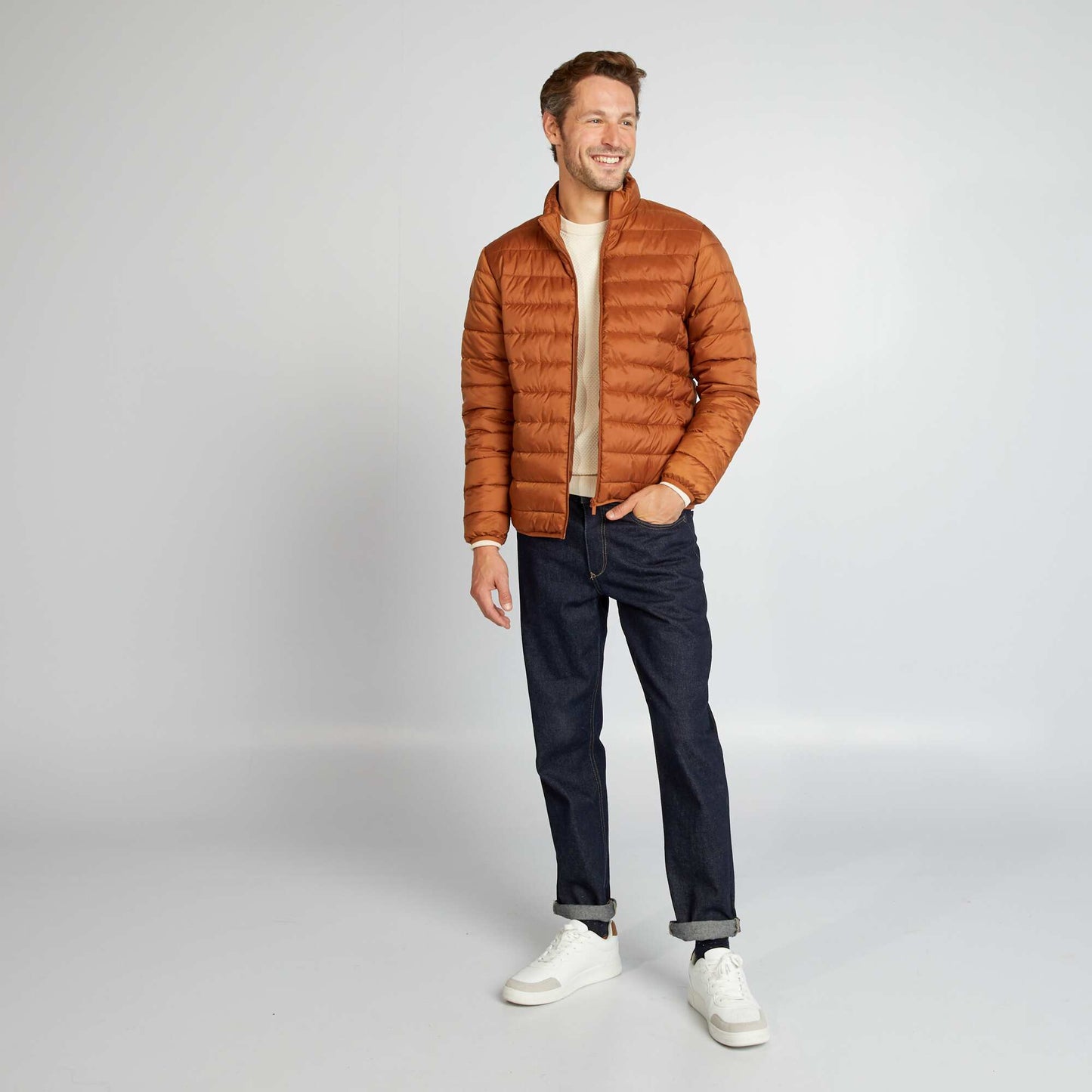 Doudoune l g re matelass e Orange/camel