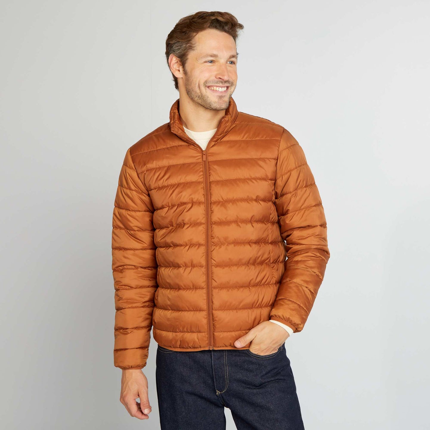 Doudoune l g re matelass e Orange/camel