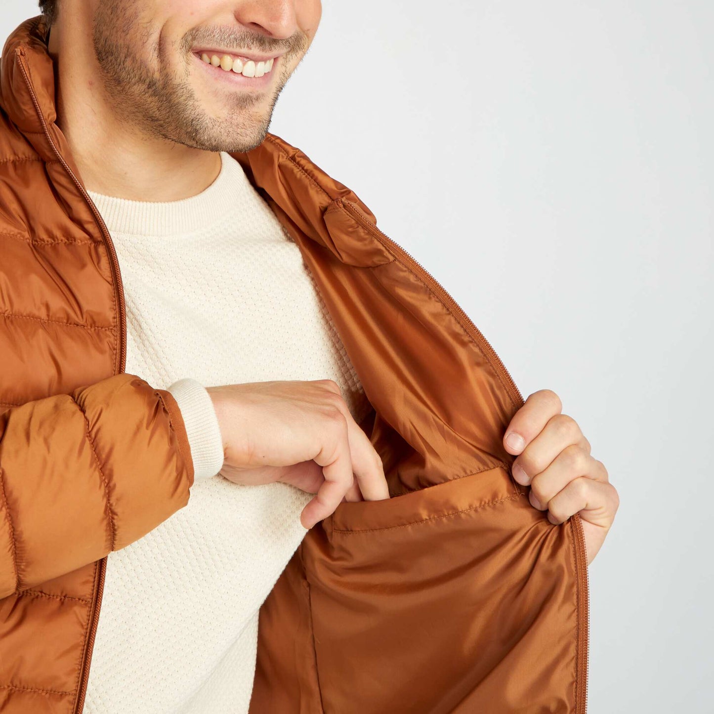 Doudoune l g re matelass e Orange/camel