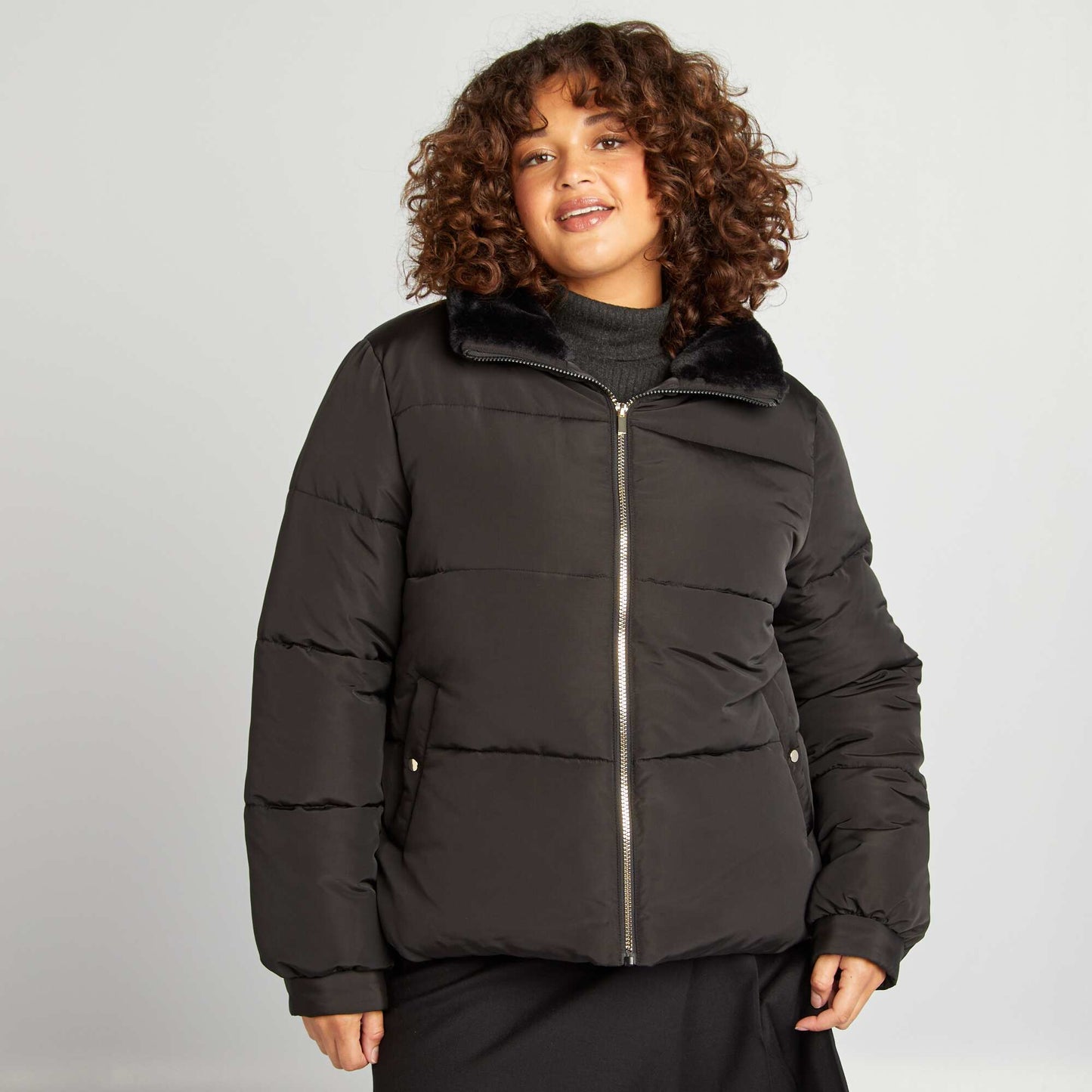 Doudoune matelass e doubl e polaire noir