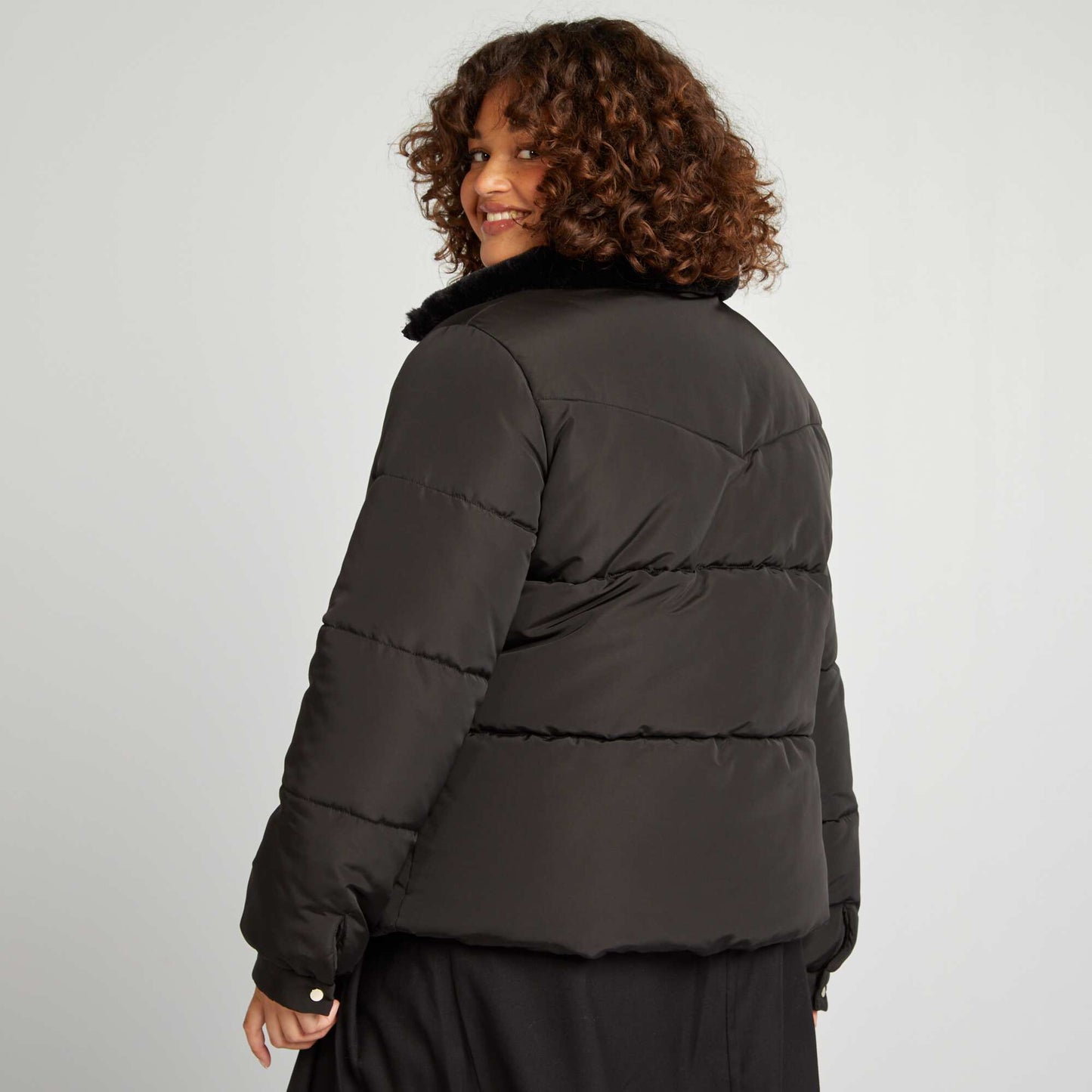 Doudoune matelass e doubl e polaire noir