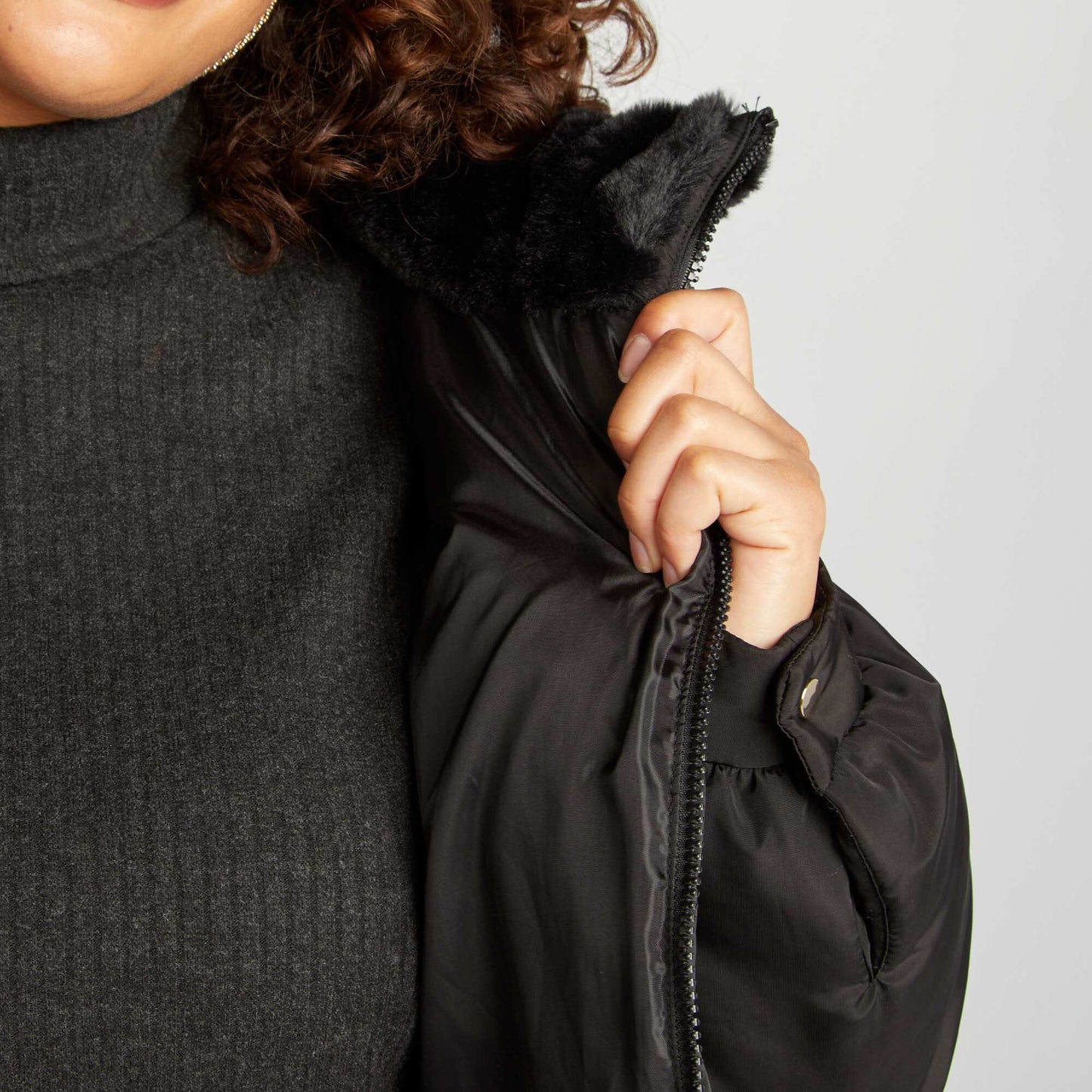 Doudoune matelass e doubl e polaire noir