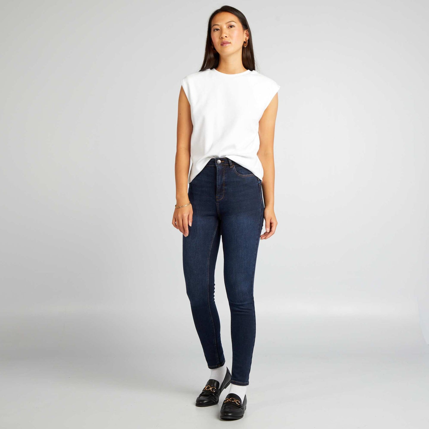 Jean skinny taille haute - L30 Bleu fonc