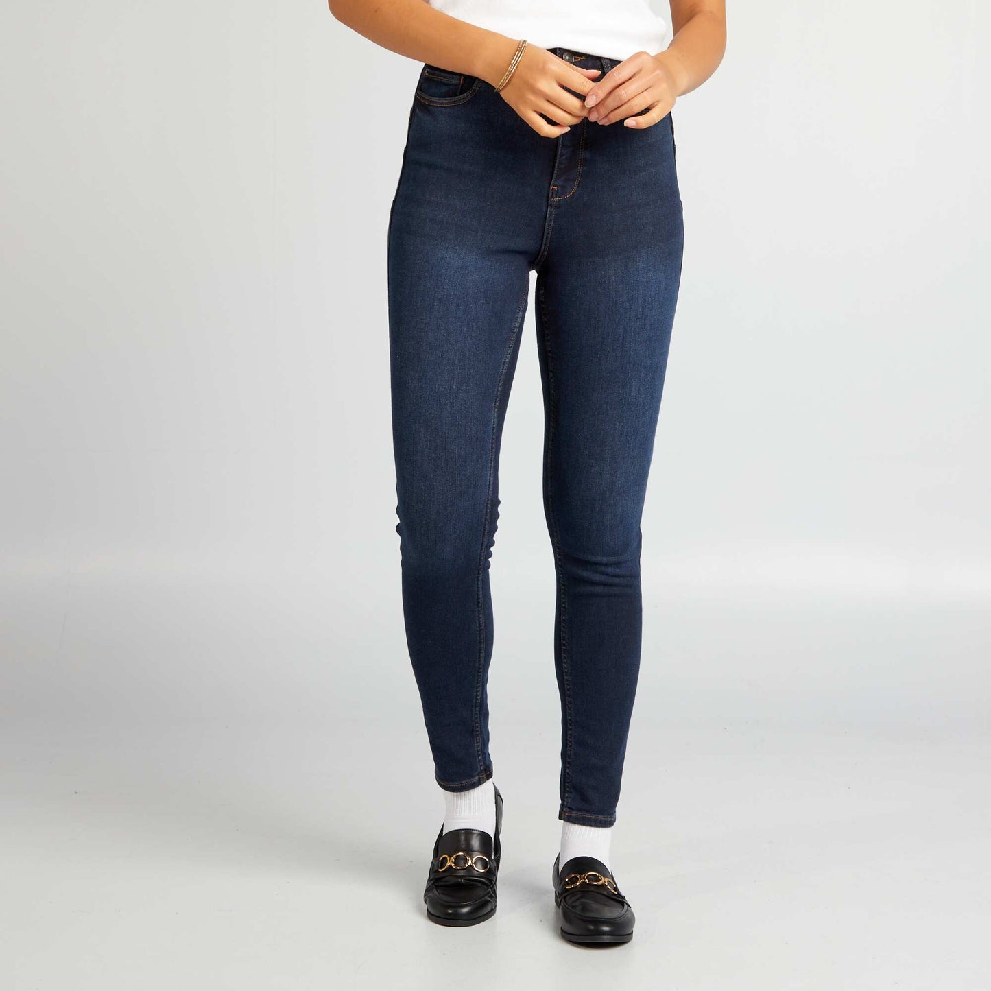 Jean skinny taille haute - L30 Bleu fonc