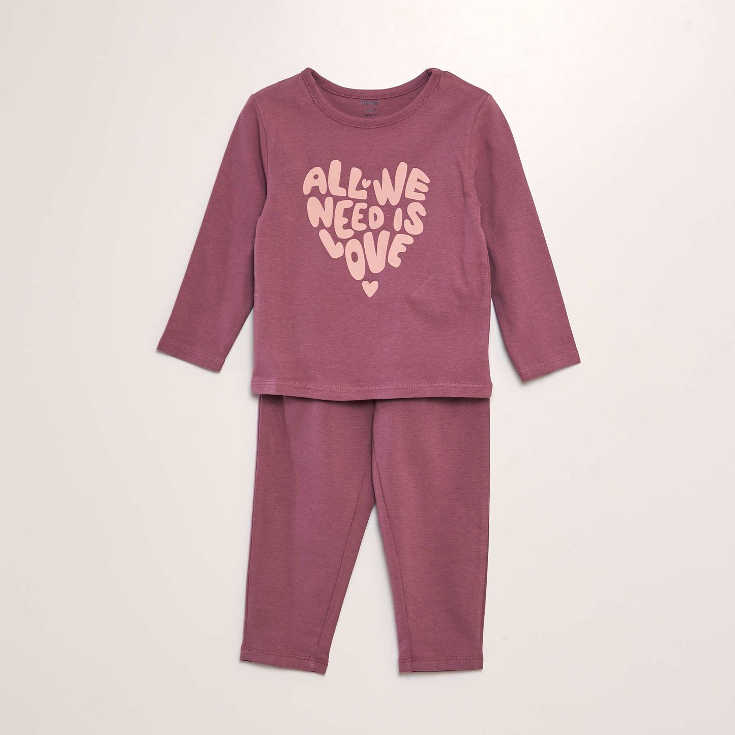 Pyjama long 2 pi ces imprim Violet coeur