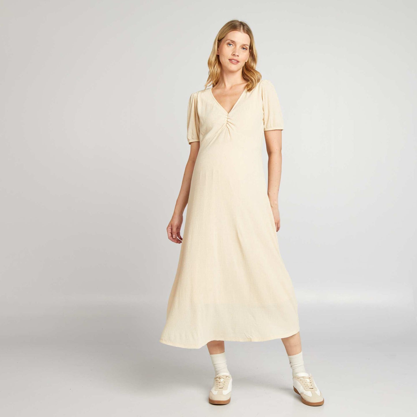 Robe longue imprim grossesse Ecru