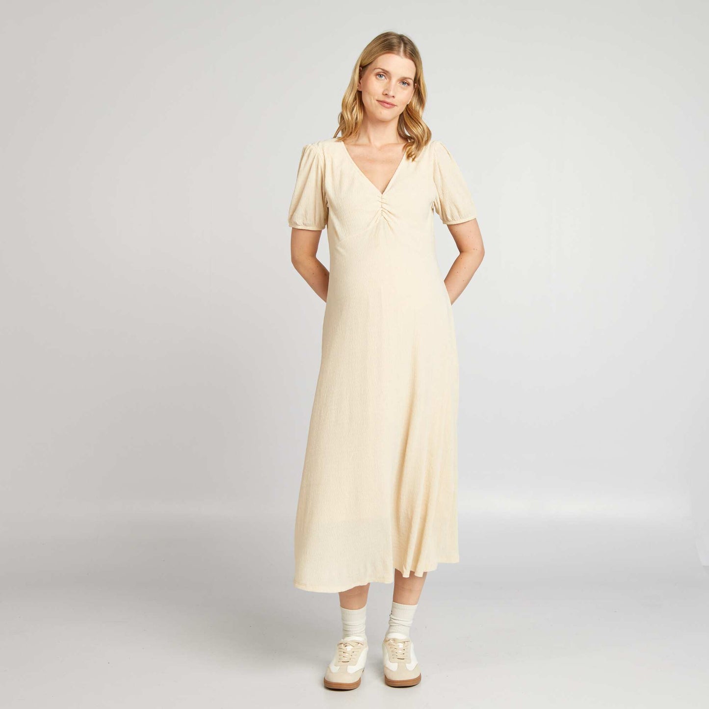 Robe longue imprim grossesse Ecru