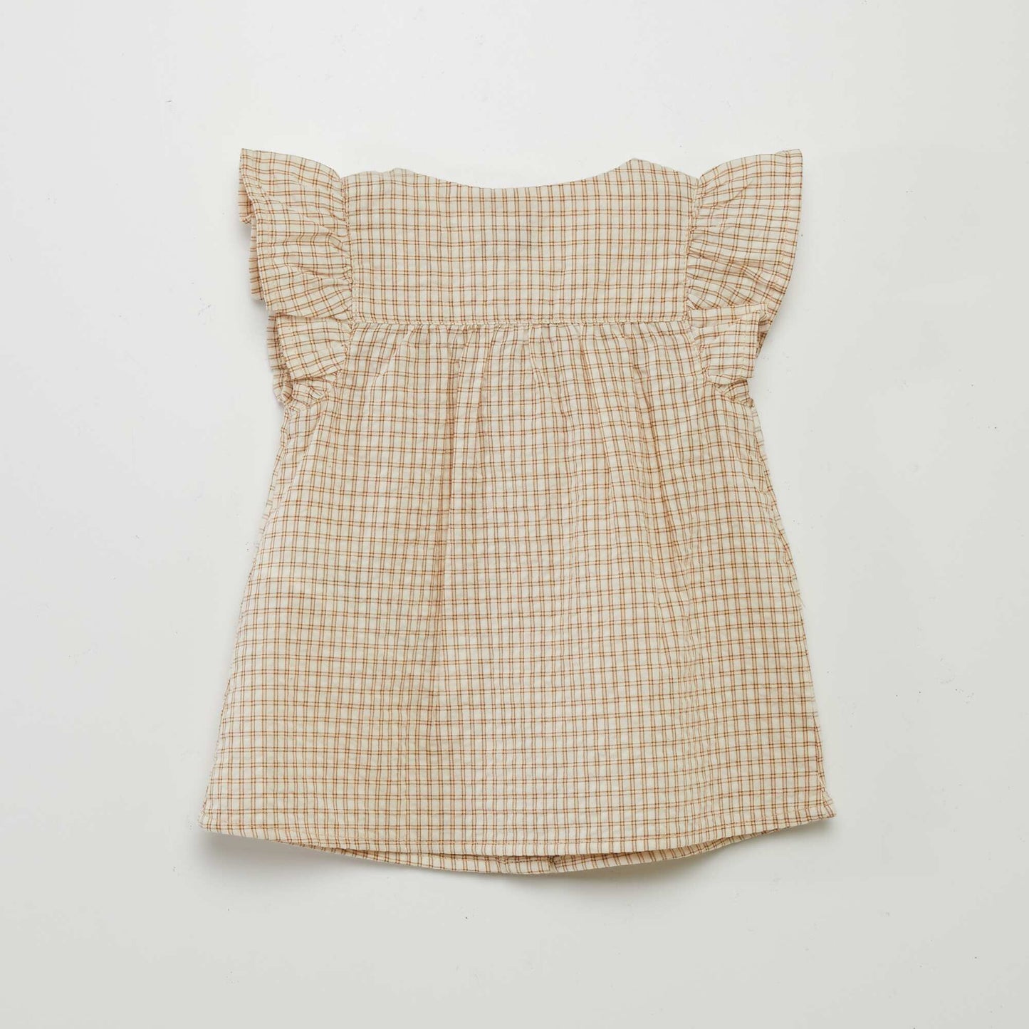 Blouse carreaux style vichy Beige