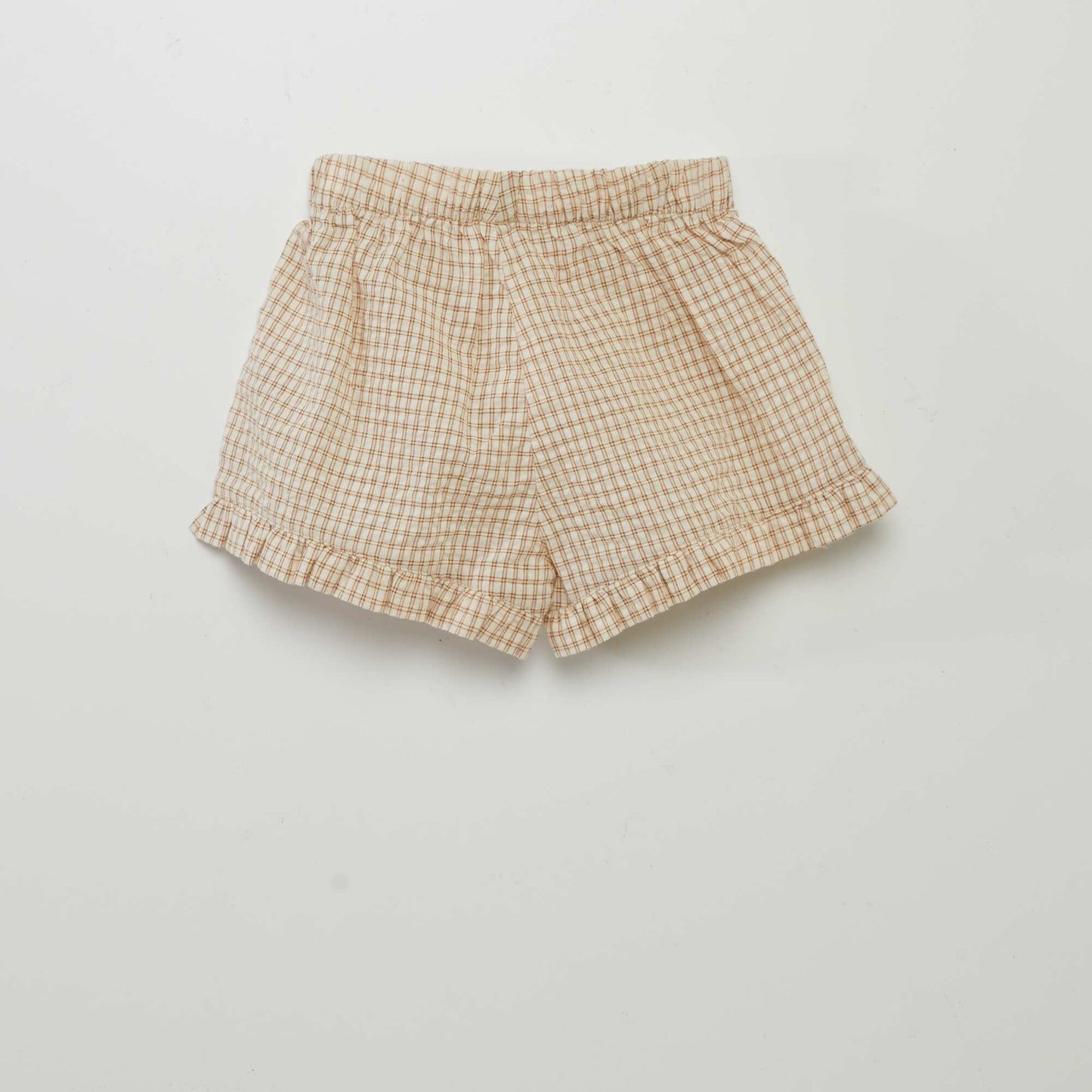 Short carreaux style vichy Beige