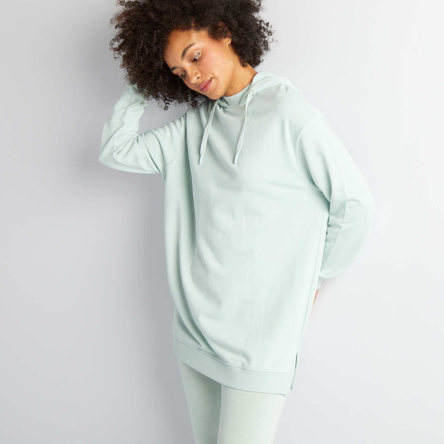 Sweat capuche coupe longue Bleu