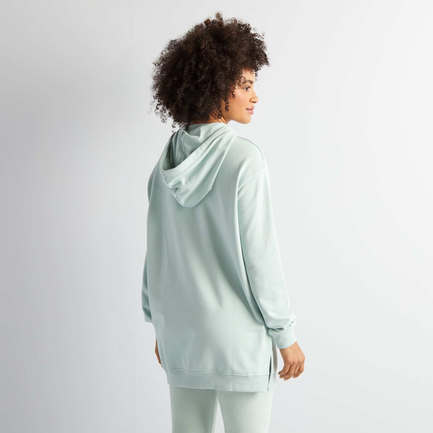 Sweat capuche coupe longue Bleu