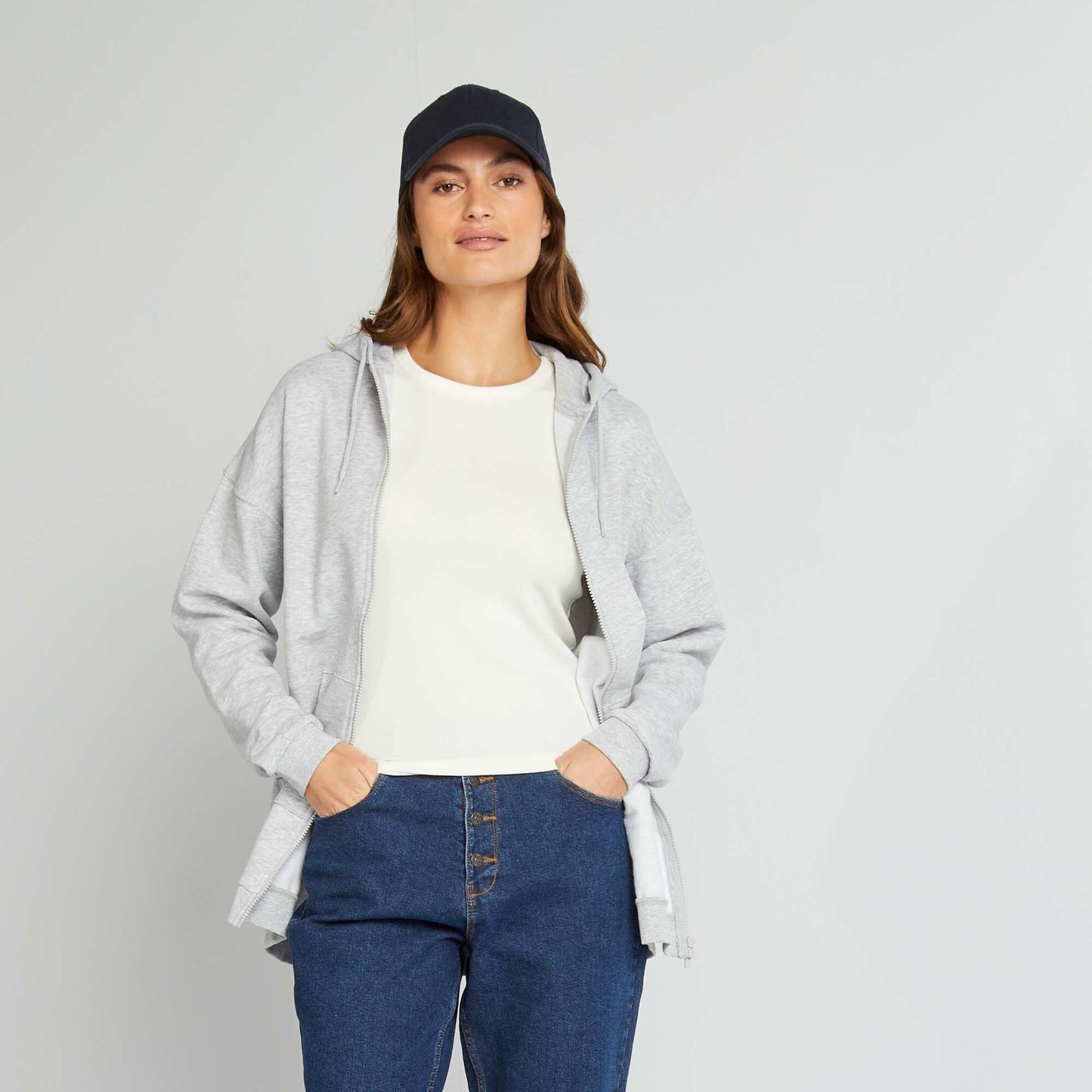 Sweat zipp manches longues Gris