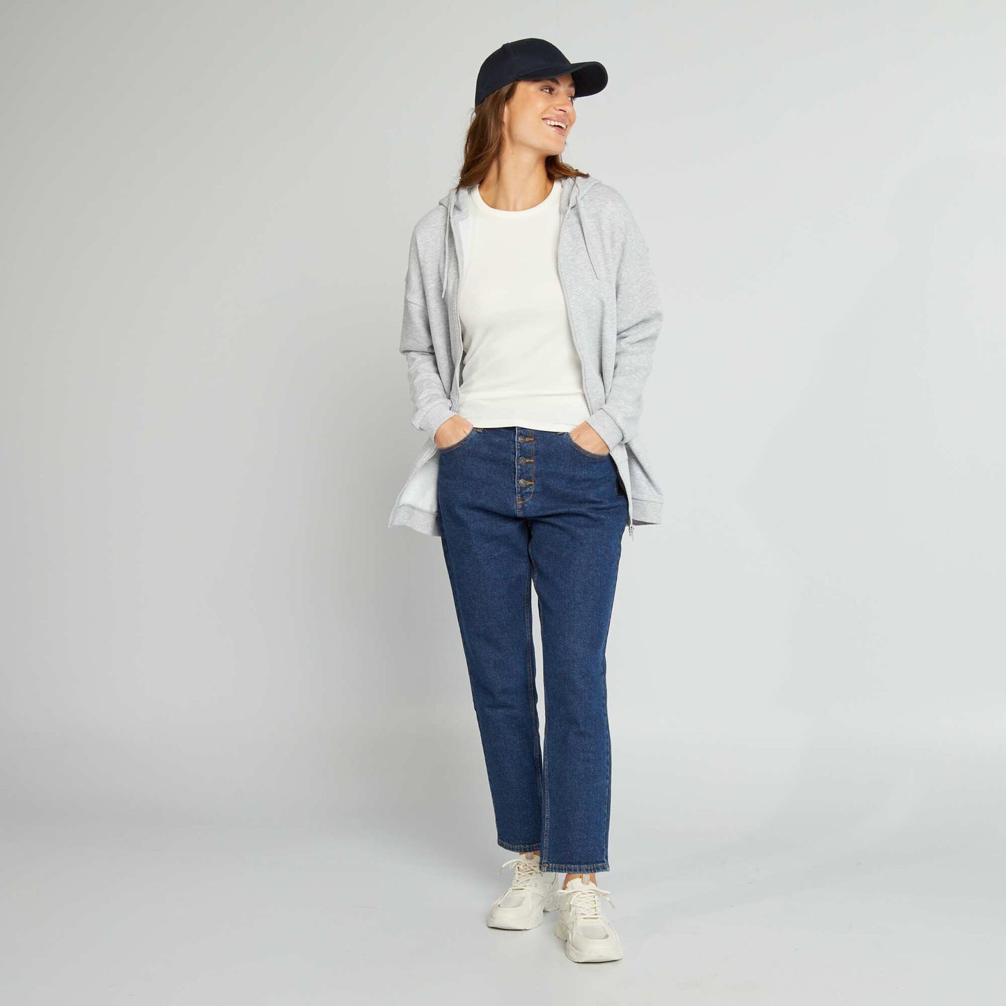 Sweat zipp manches longues Gris