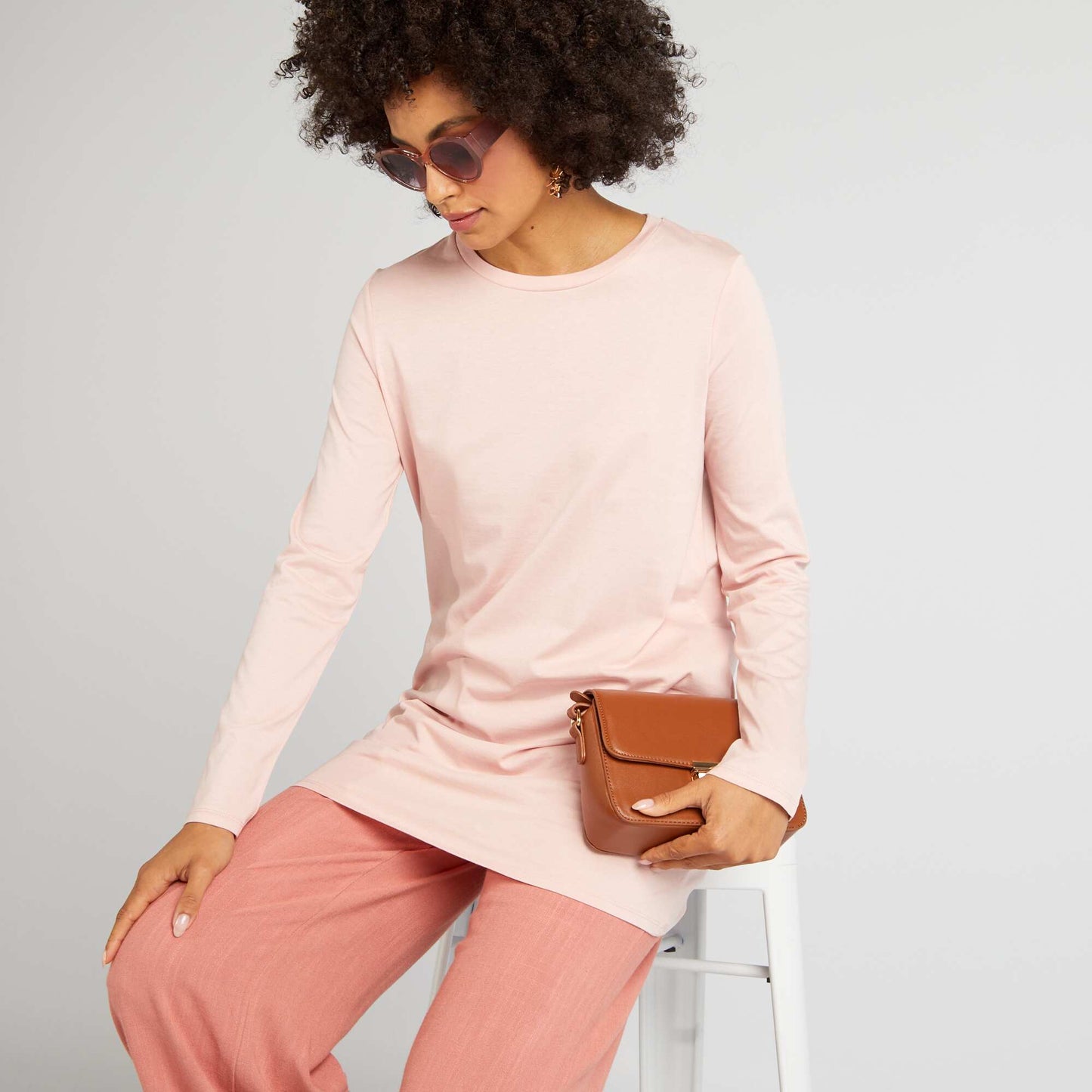 T-shirt long manches longues Rose