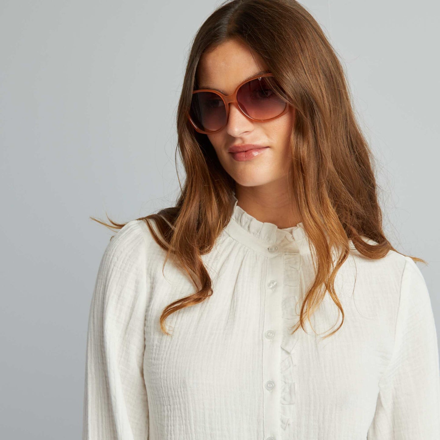 Chemisier volants en double gaze de coton blanc