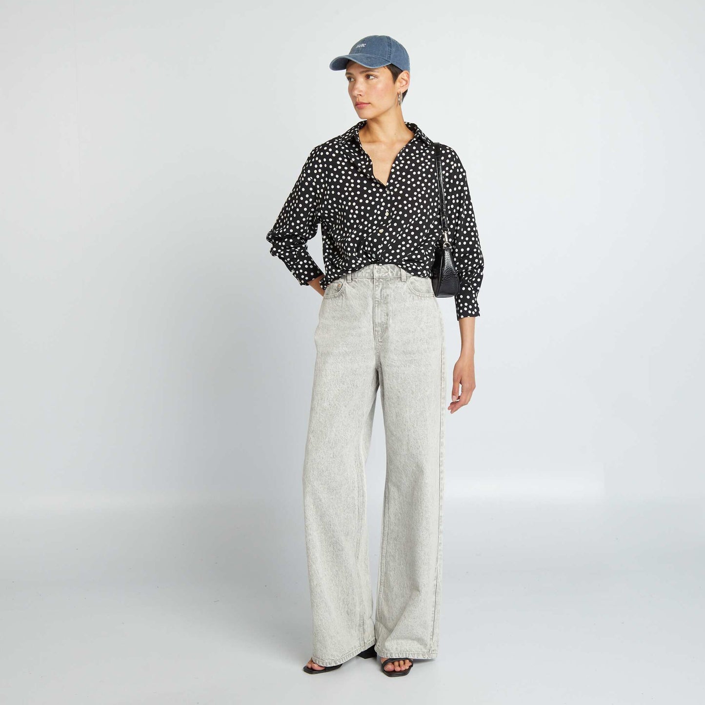 Chemisier fluide Noir pois