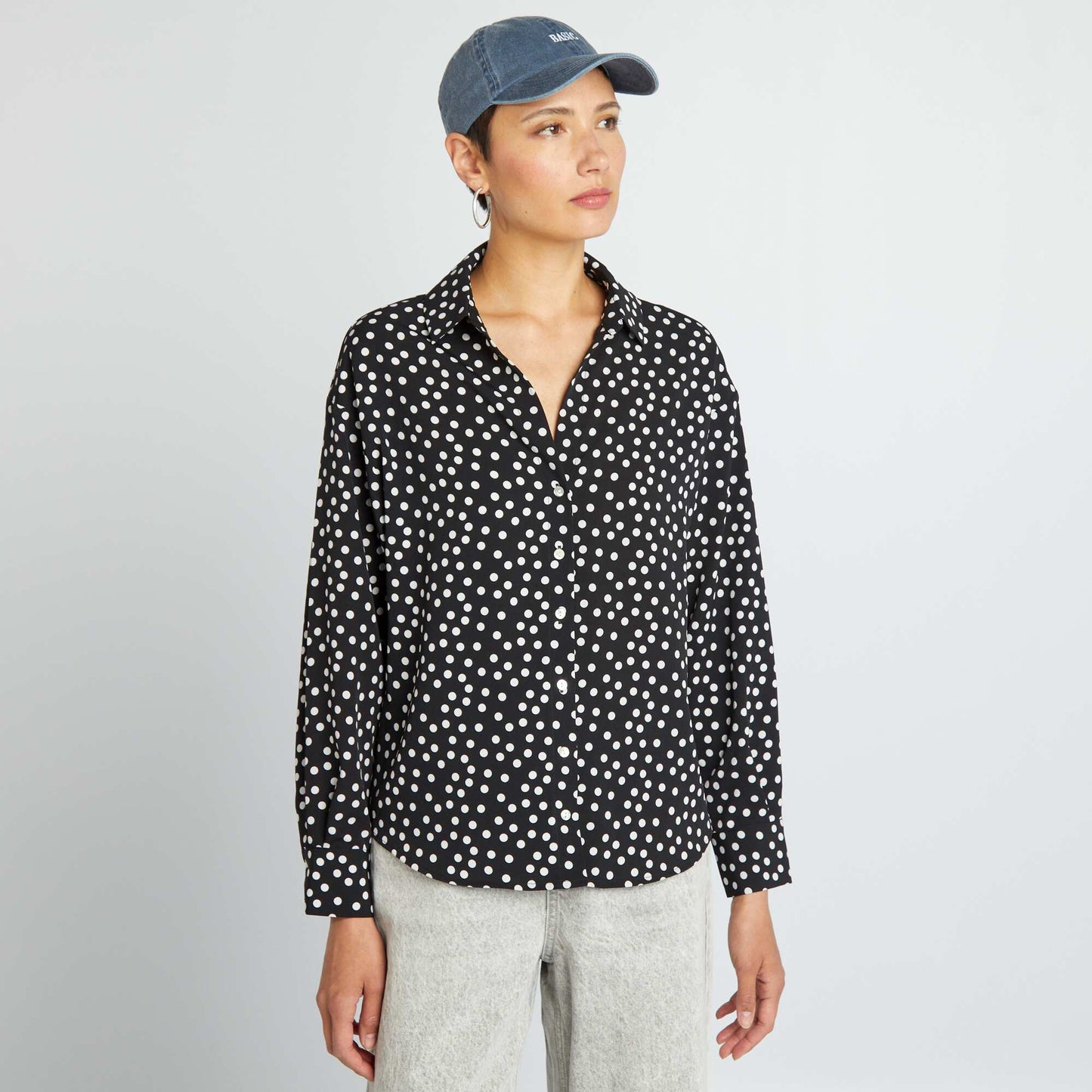Chemisier fluide Noir pois