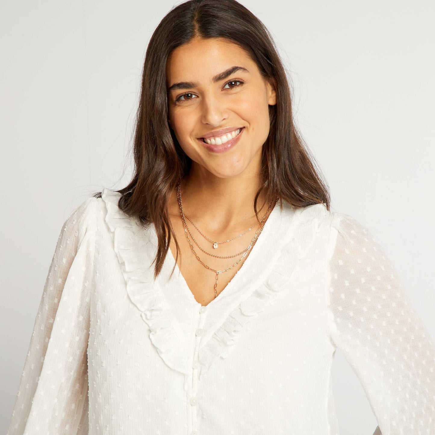 Chemisier courte plumetis blanc