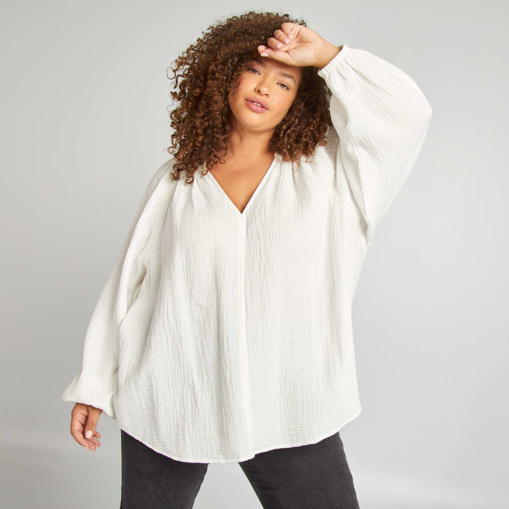 Blouse en gaze de coton ANAËLLE Blanc