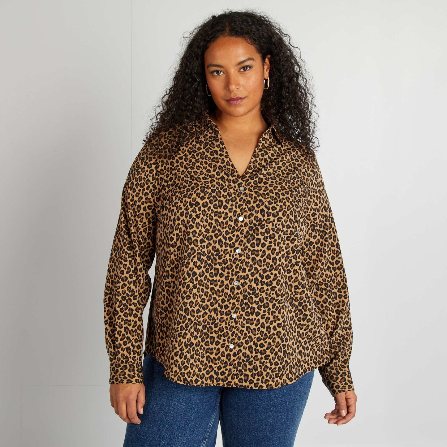 Chemisier fluide en maille crêpe BEIGE