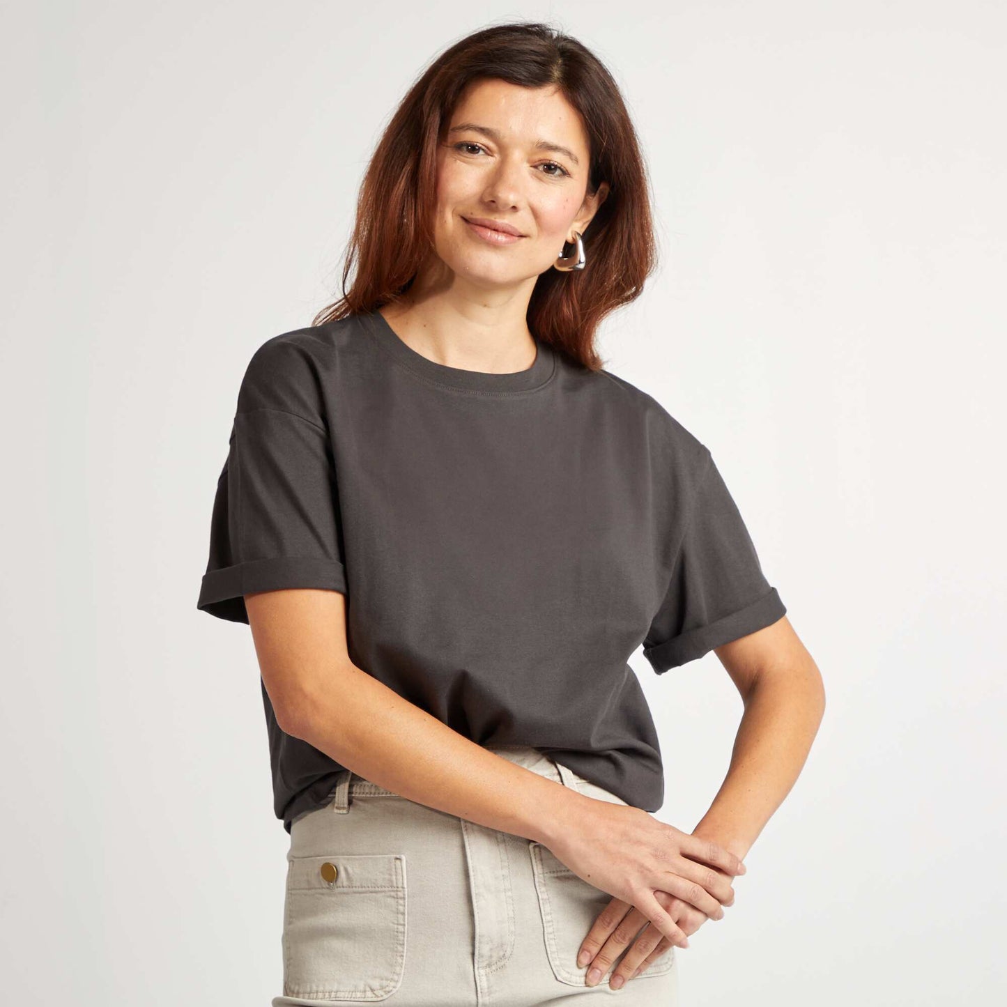 T-shirt oversize à col rond NOIR
