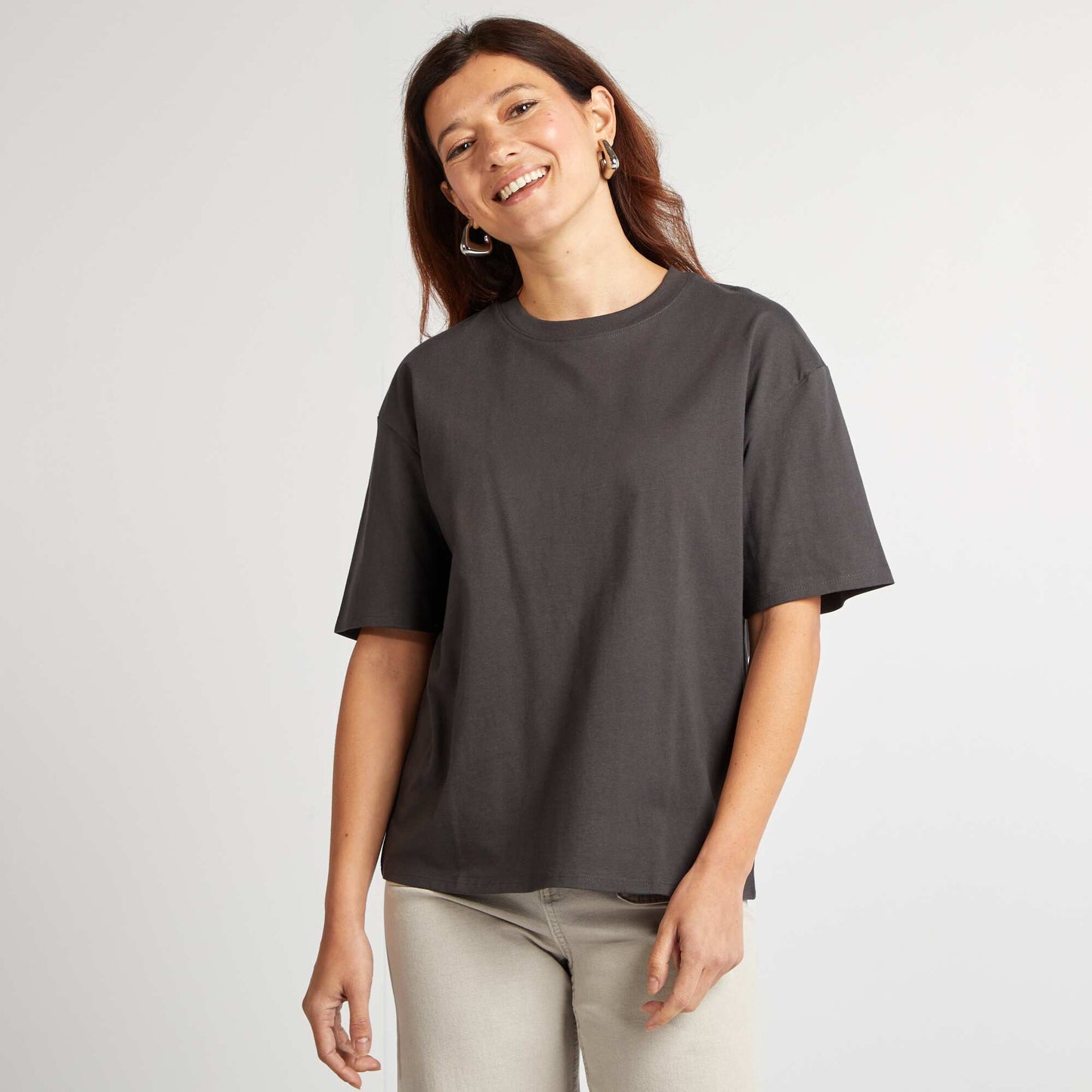 T-shirt oversize à col rond NOIR
