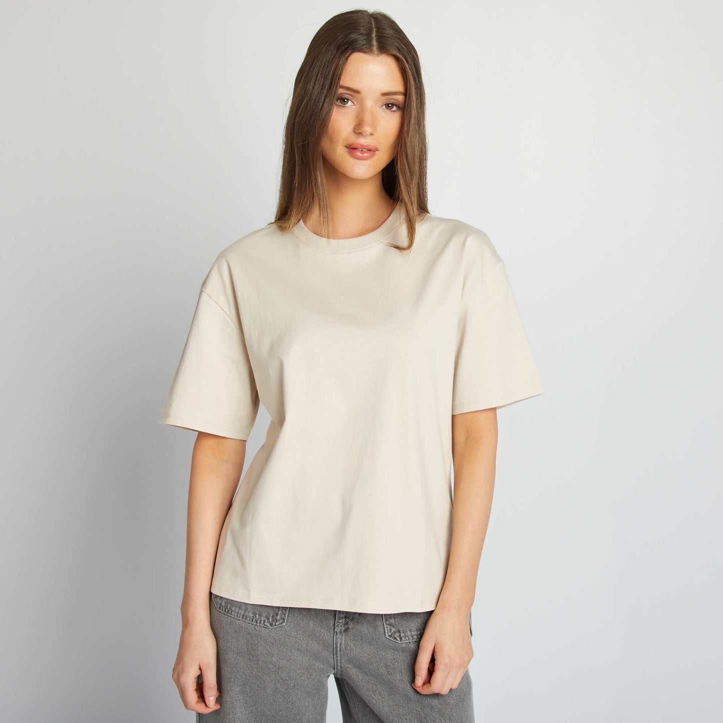 T-shirt oversize à col rond GRIS