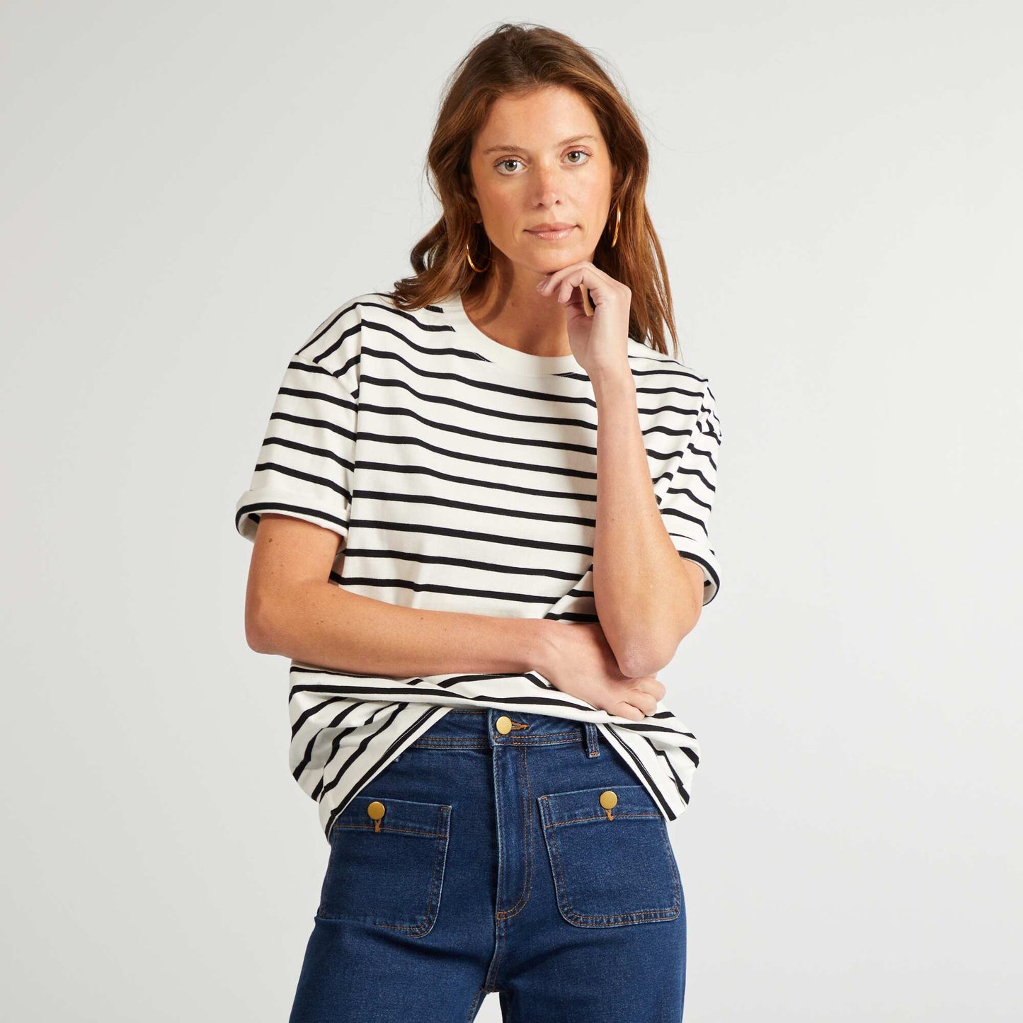 T-shirt oversize à col rond BLANC