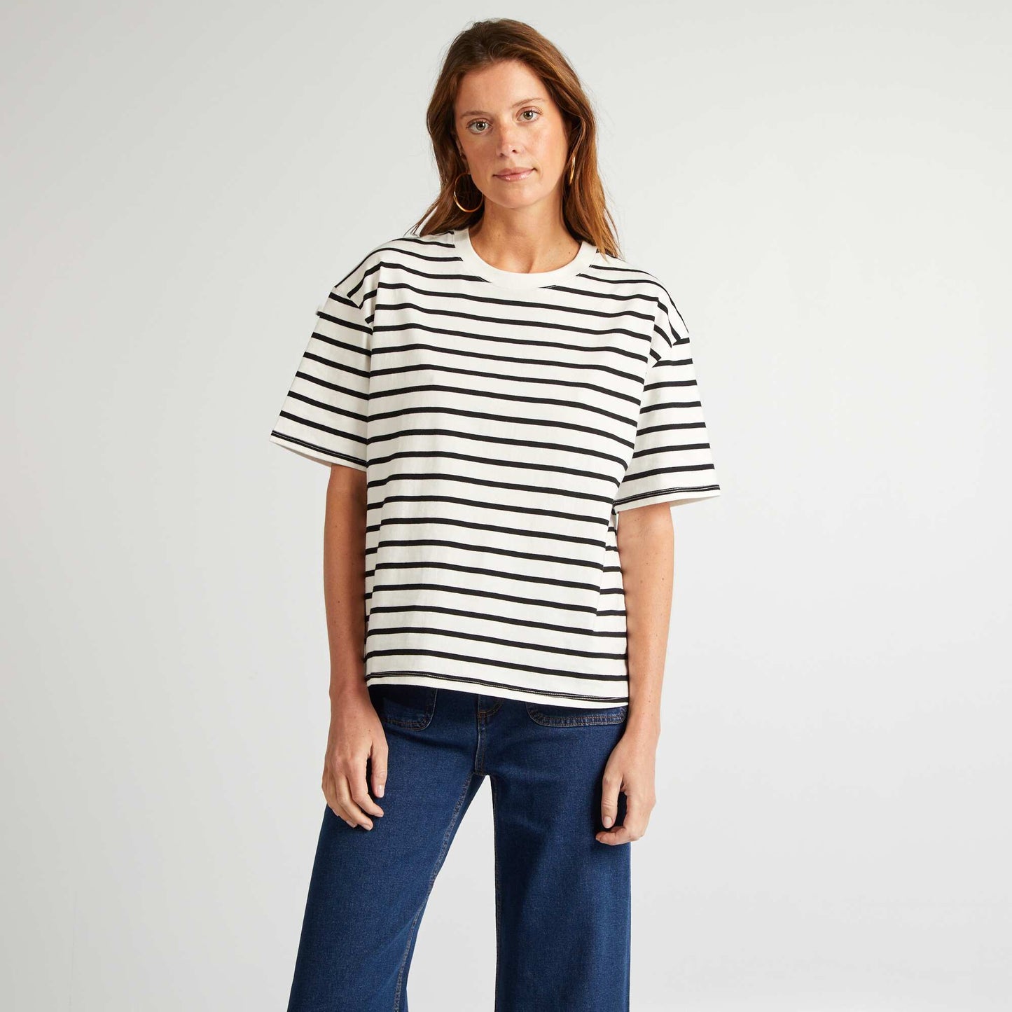 T-shirt oversize à col rond BLANC